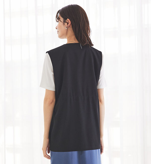 abahouse mavie「【セットアップ対応】クールタッチサテンジレブラウス」|ベスト・ジレ|