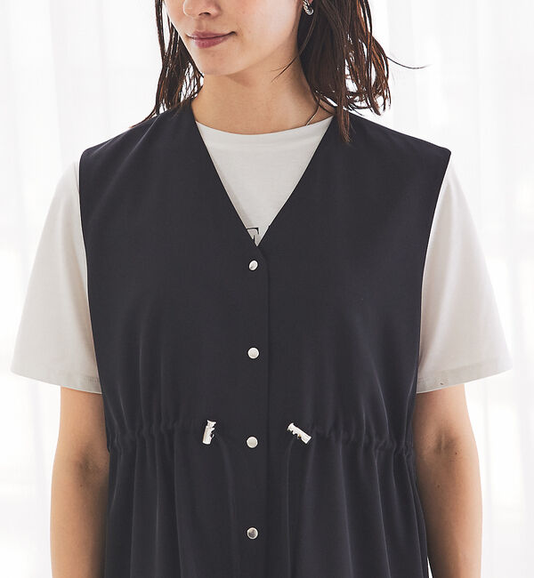 abahouse mavie「【セットアップ対応】クールタッチサテンジレブラウス」|ベスト・ジレ|