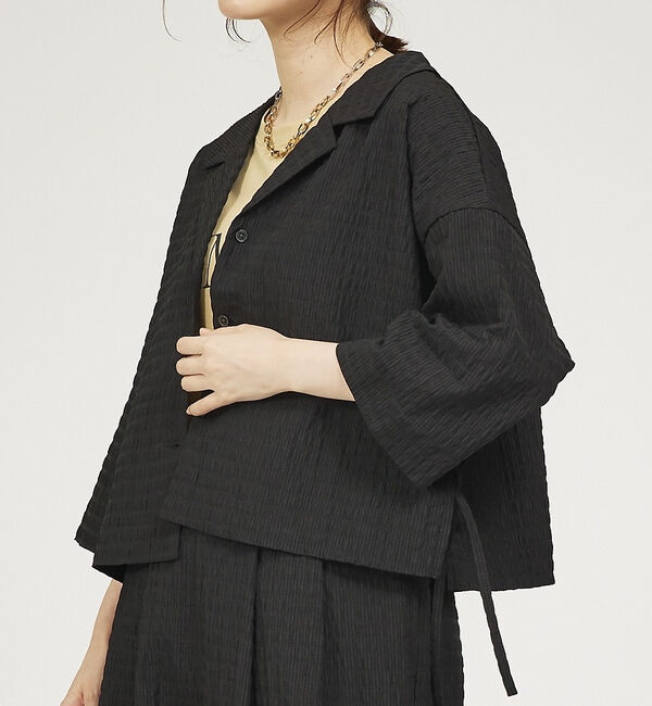 abahouse mavie「【セットアップ対応】サッカーボーダーショートシャツジャケット」|その他|ブラック