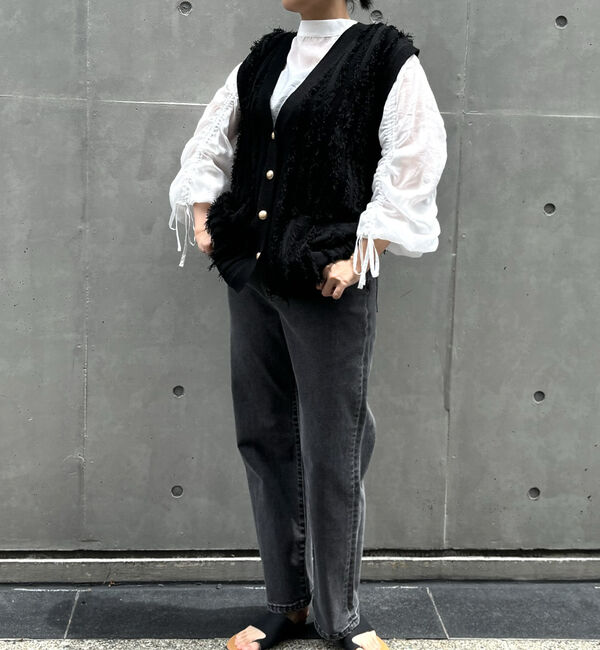 abahouse mavie「【セットアップ対応】フリンジニットジレ/ベスト」|ベスト・ジレ|