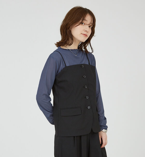 abahouse mavie「【セットアップ対応】ピンストライプ＆無地ビスチェベスト」|ベスト・ジレ|