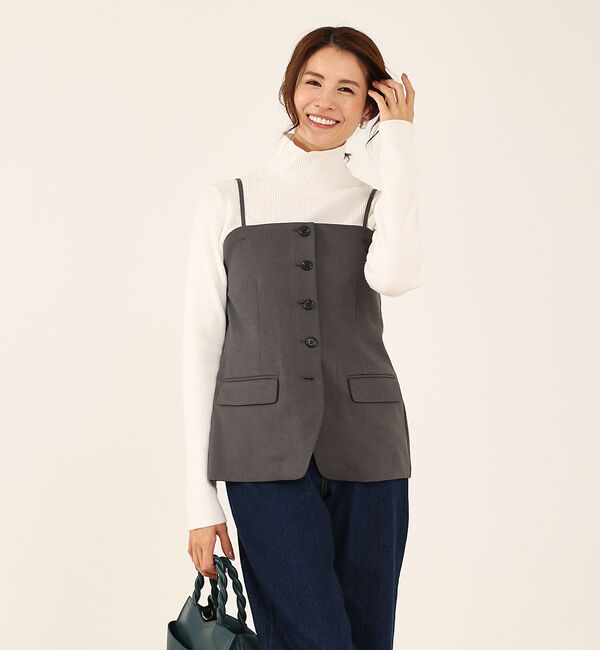 abahouse mavie「【セットアップ対応】ピンストライプ＆無地ビスチェベスト」|ベスト・ジレ|