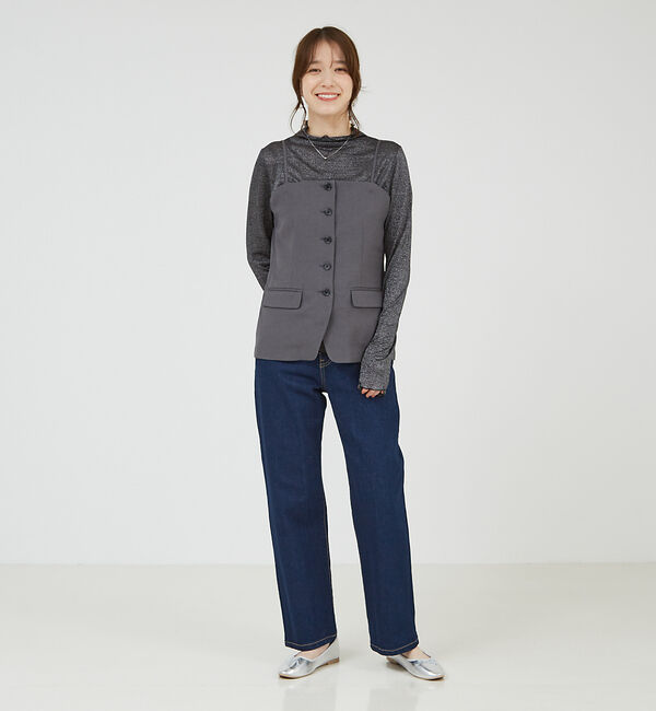 abahouse mavie「【セットアップ対応】ピンストライプ＆無地ビスチェベスト」|ベスト・ジレ|