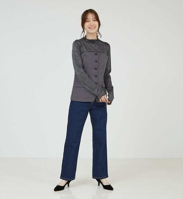 abahouse mavie「【セットアップ対応】ピンストライプ＆無地ビスチェベスト」|ベスト・ジレ|