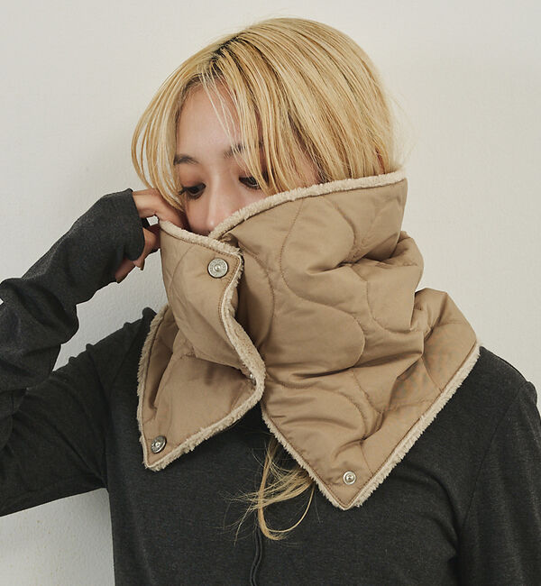 NOMINE「【TAION】ミリタリー リバーシブル ダウンネックウォーマー」|マフラー|ベージュ