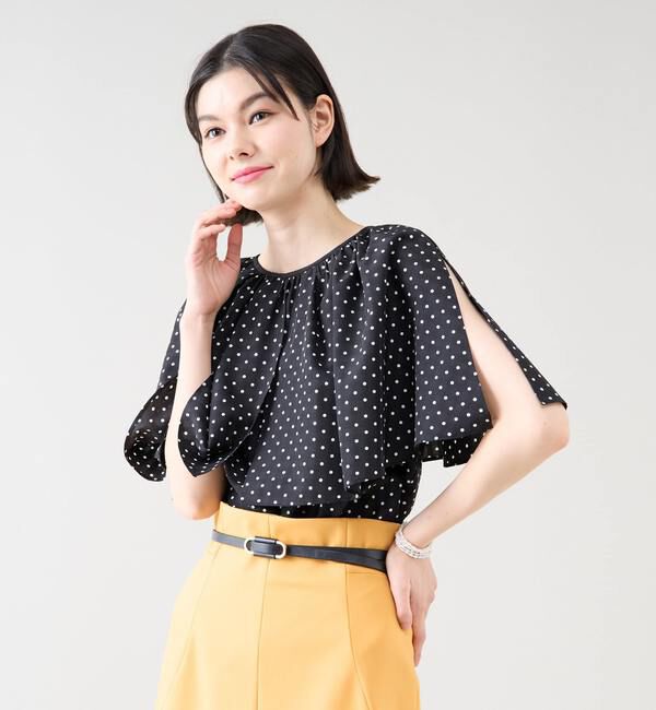 TIARA「ドットプリントケープブラウス」|シャツ・ブラウス|