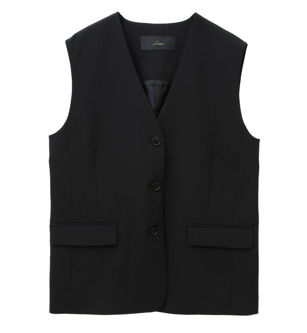 Liesse「ノーカラーVベスト（セットアップ対応）」|ベスト・ジレ|ブラック