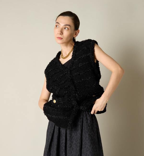 Liesse「ツイーディーニットベスト」|ベスト・ジレ|ブラック