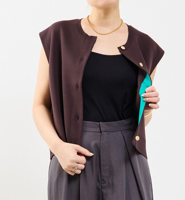 Soffitto「釦付きニットベスト」|ベスト・ジレ|ダークブラウン