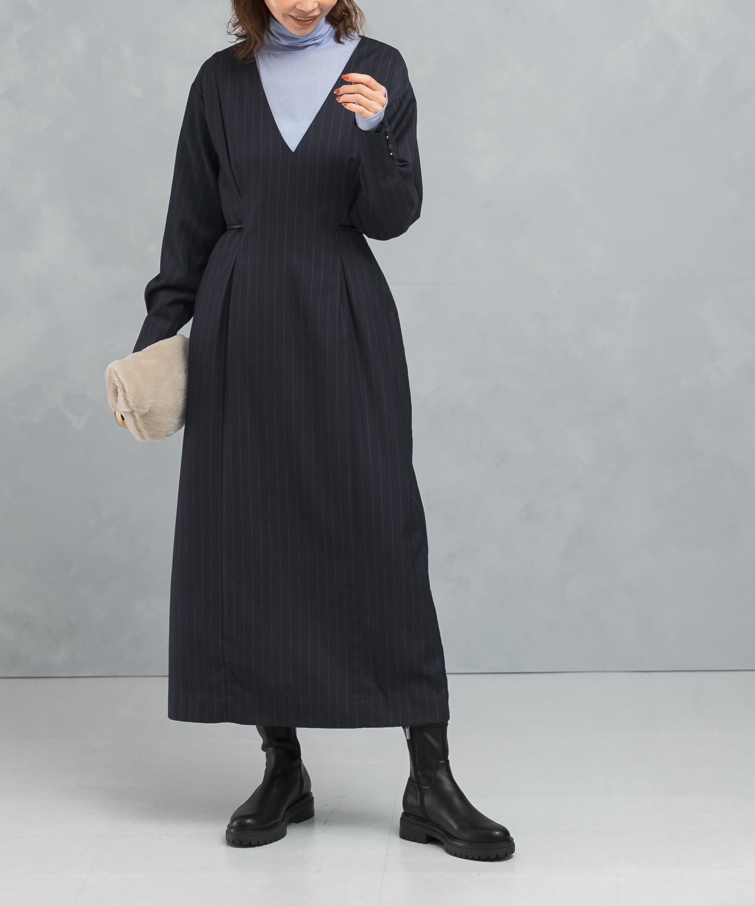 URBAN RESEARCH ROSSO「Vネックベルト付ストレートワンピース」|ワンピース|