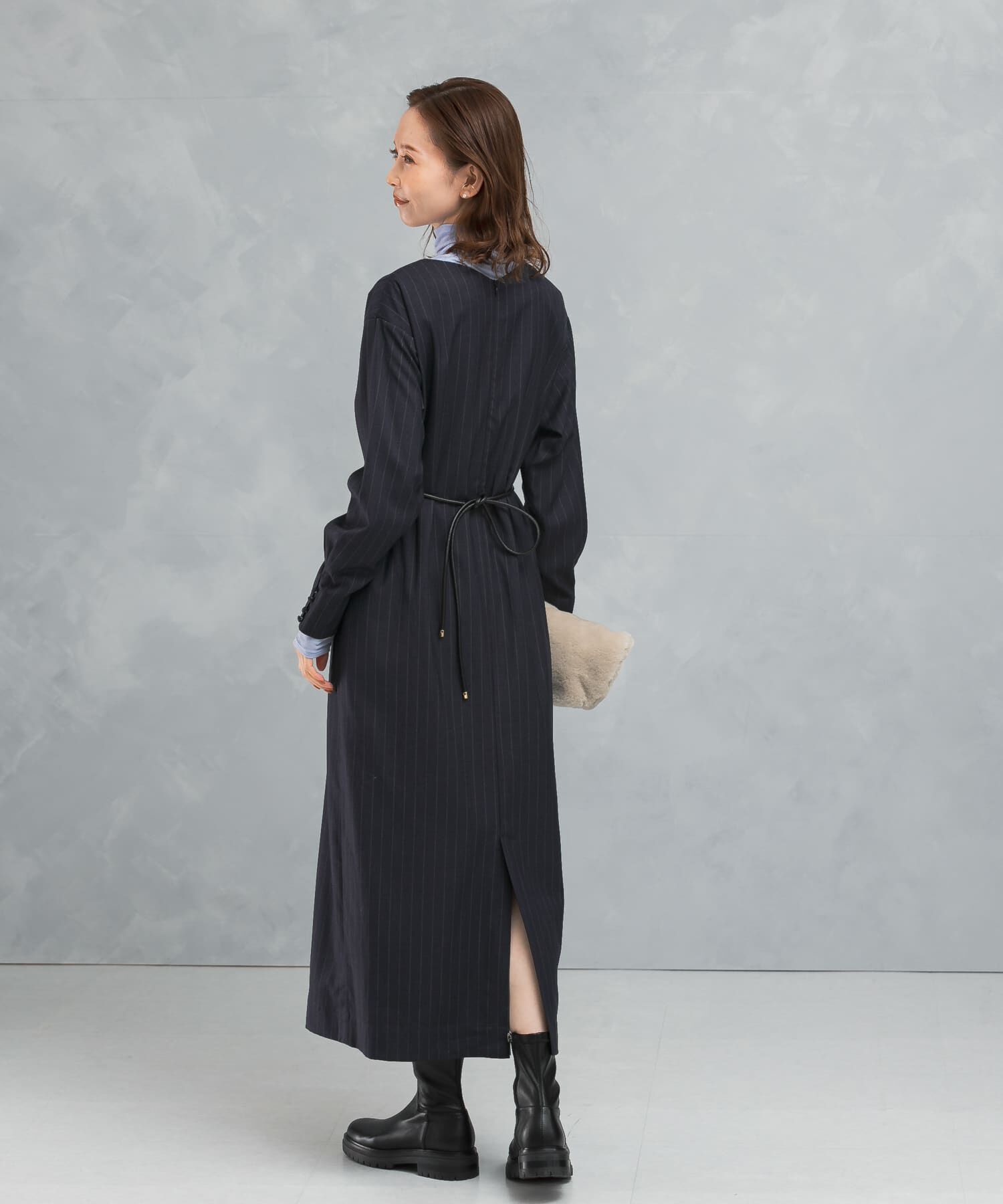 URBAN RESEARCH ROSSO「Vネックベルト付ストレートワンピース」|ワンピース|