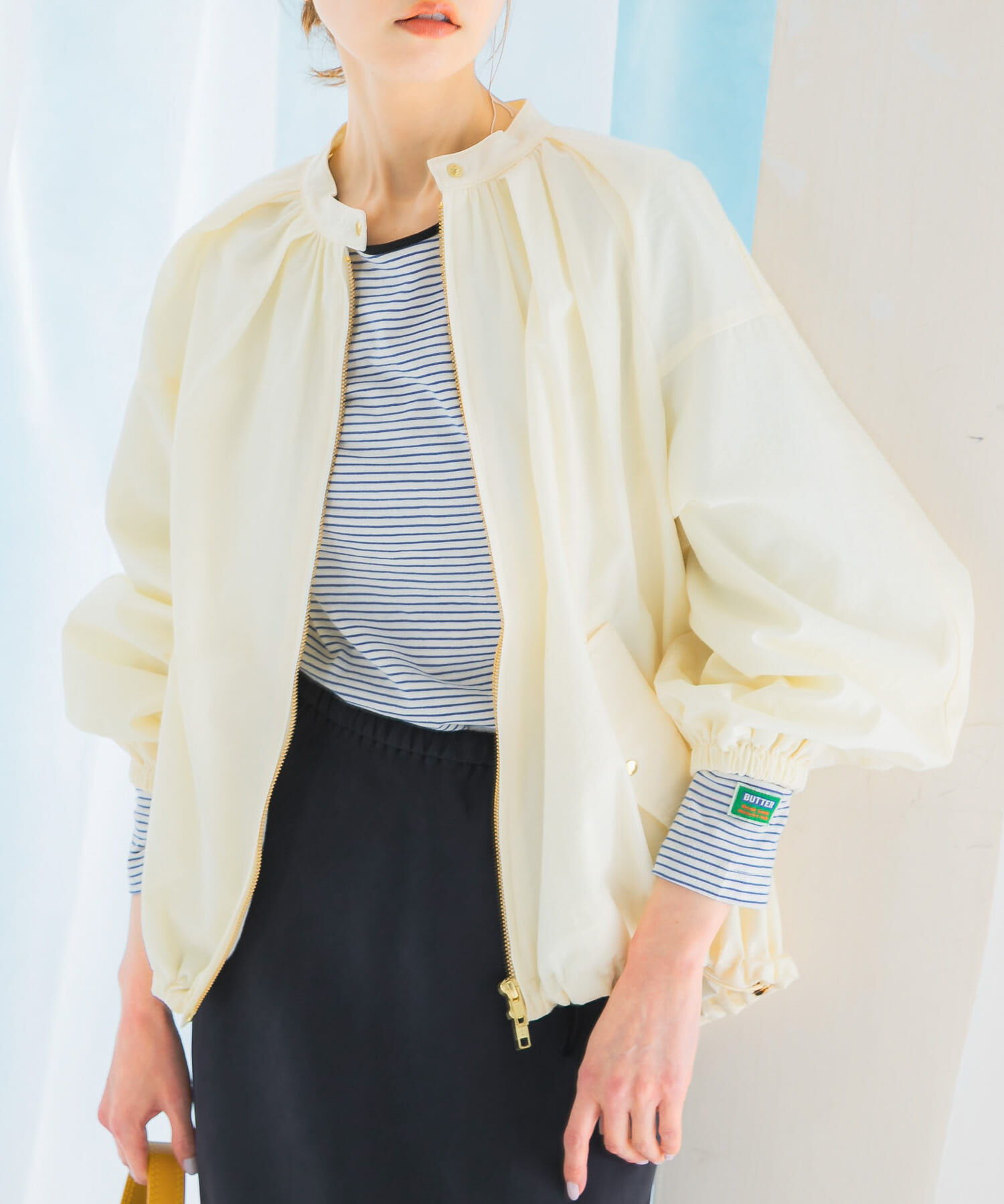 URBAN RESEARCH ROSSO「ギャザーボリュームブルゾン」|ブルゾン・スタジャン|