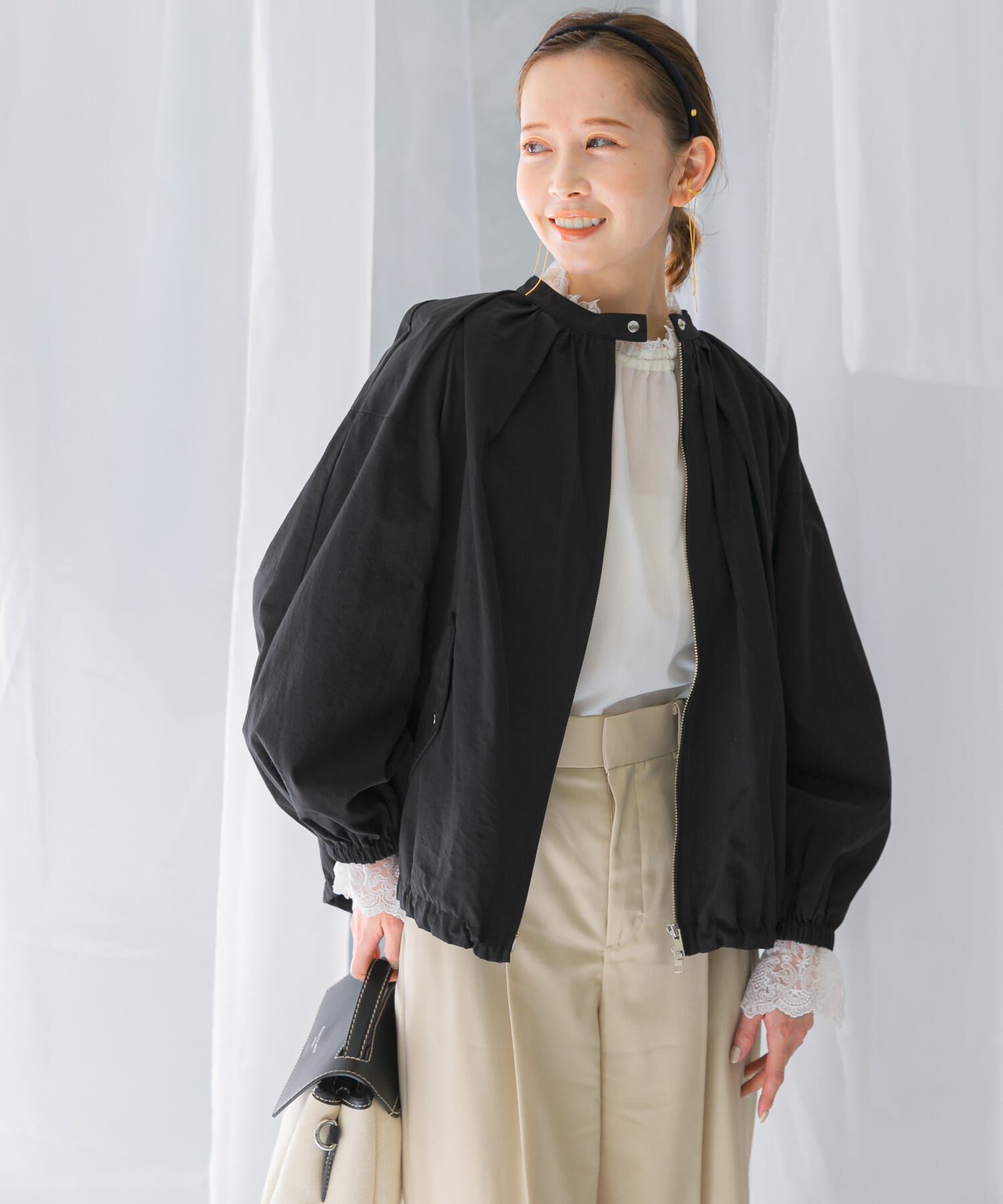 URBAN RESEARCH ROSSO「ギャザーボリュームブルゾン」|ブルゾン・スタジャン|