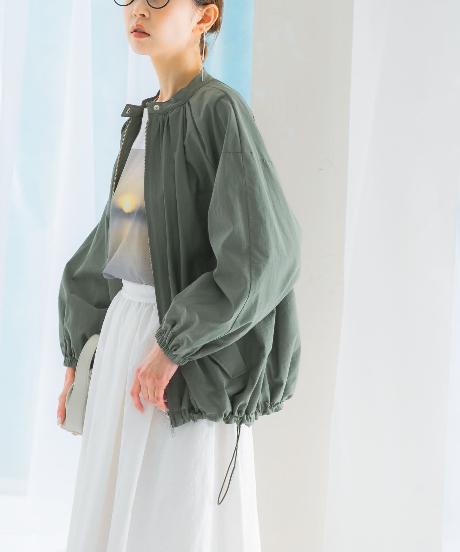 URBAN RESEARCH ROSSO「ギャザーボリュームブルゾン」|ブルゾン・スタジャン|ライトカーキ