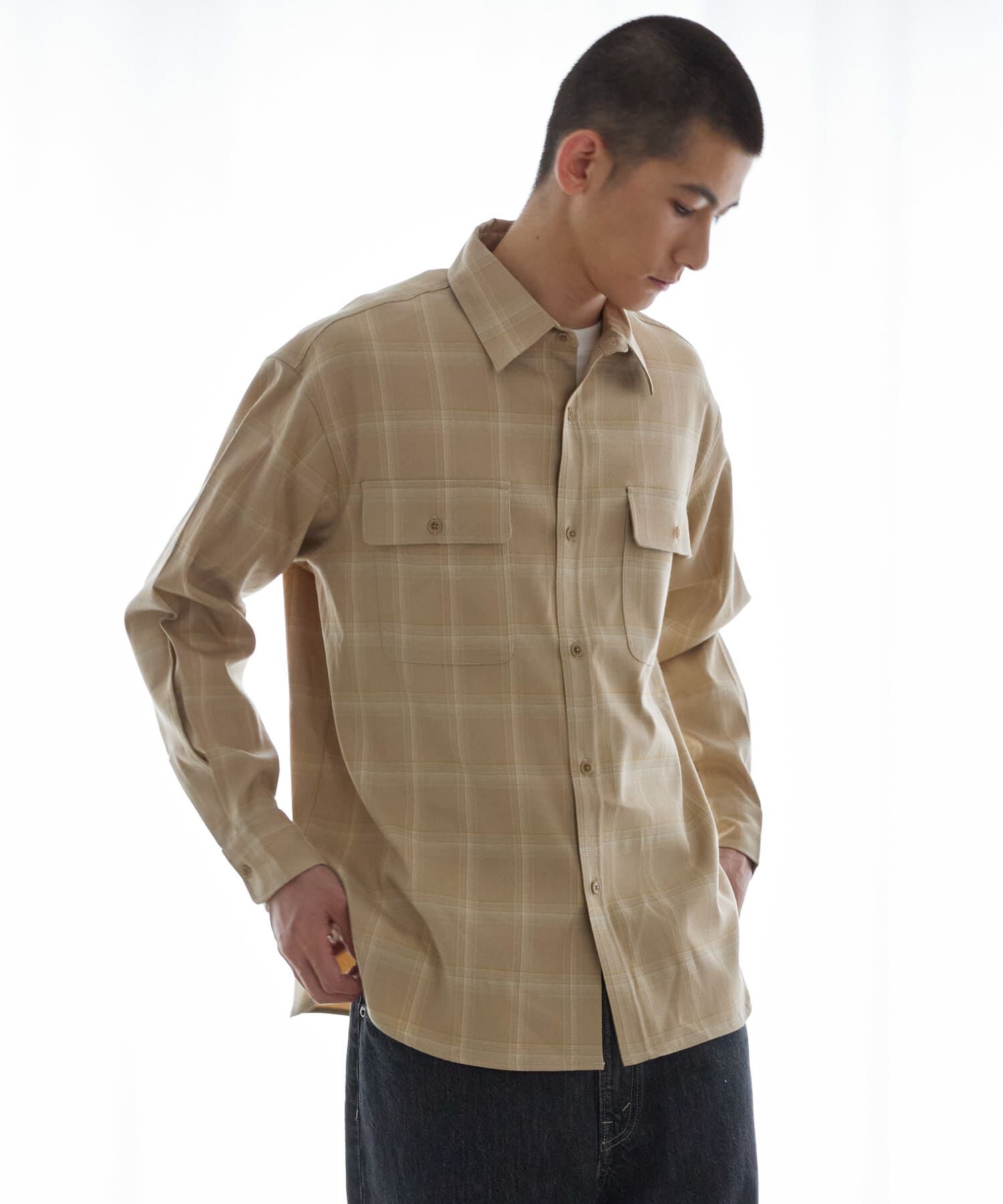 URBAN RESEARCH「『UR TECH』CHECK SHIRTS」|シャツ・ブラウス|ベージュ