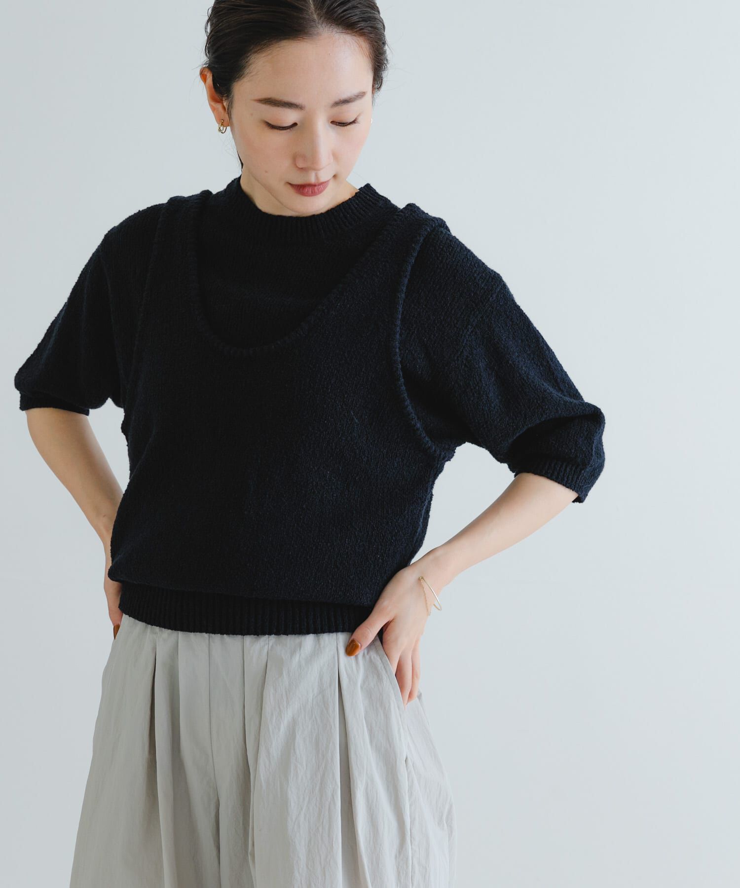 URBAN RESEARCH「ブークレハーフスリーブニット」|ニット・セーター|