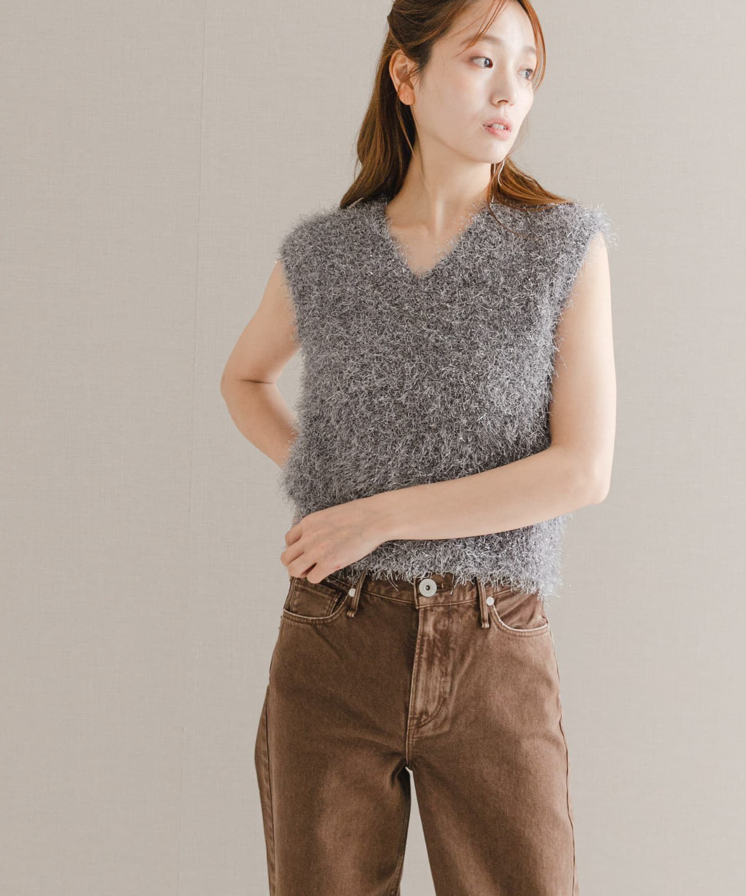 URBAN RESEARCH ROSSO「シャギーニットベスト」|ベスト・ジレ|グレー