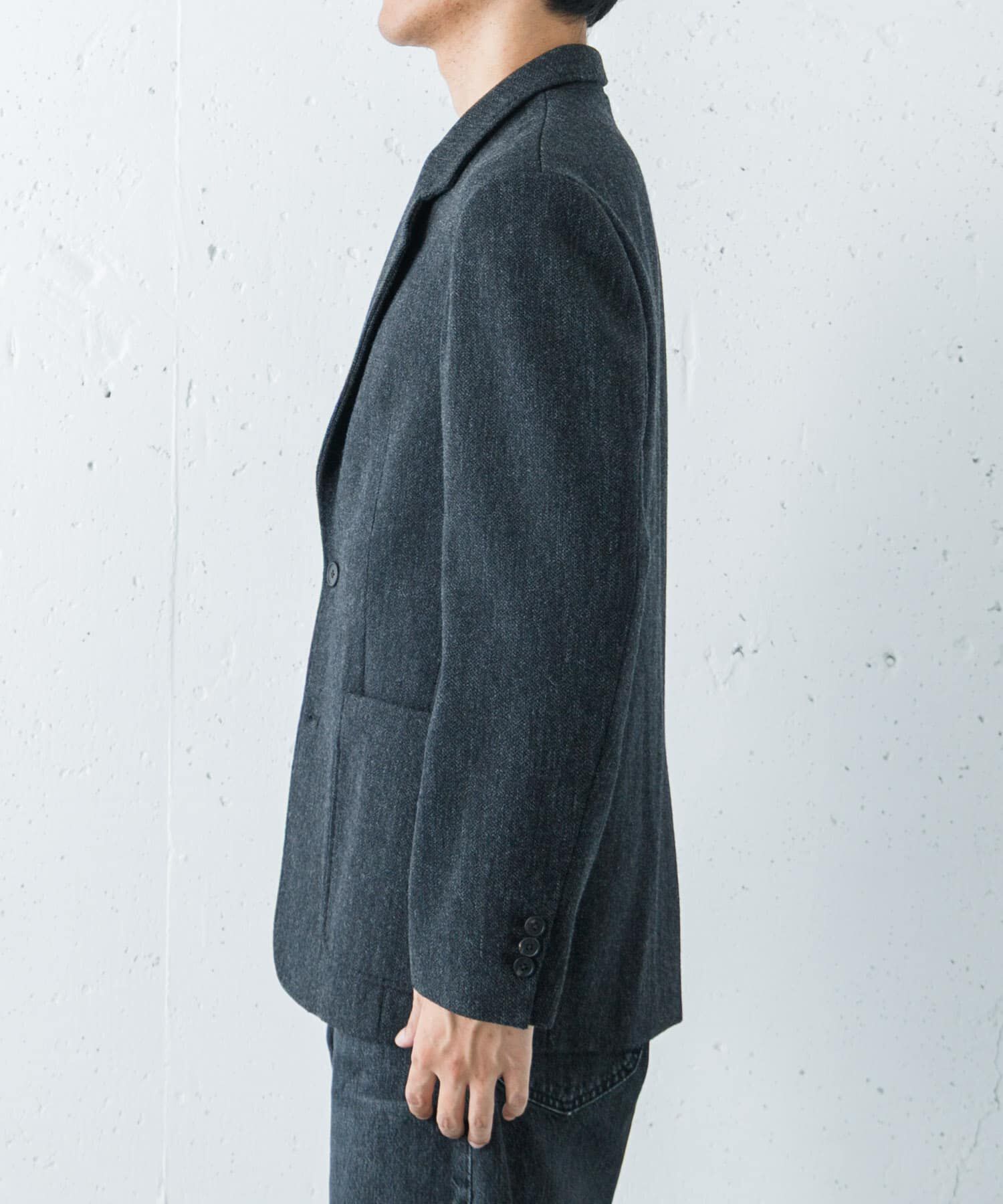 URBAN RESEARCH「new basic　VINTAGE WOOL TWEED JACKET」|ノーカラーコート|