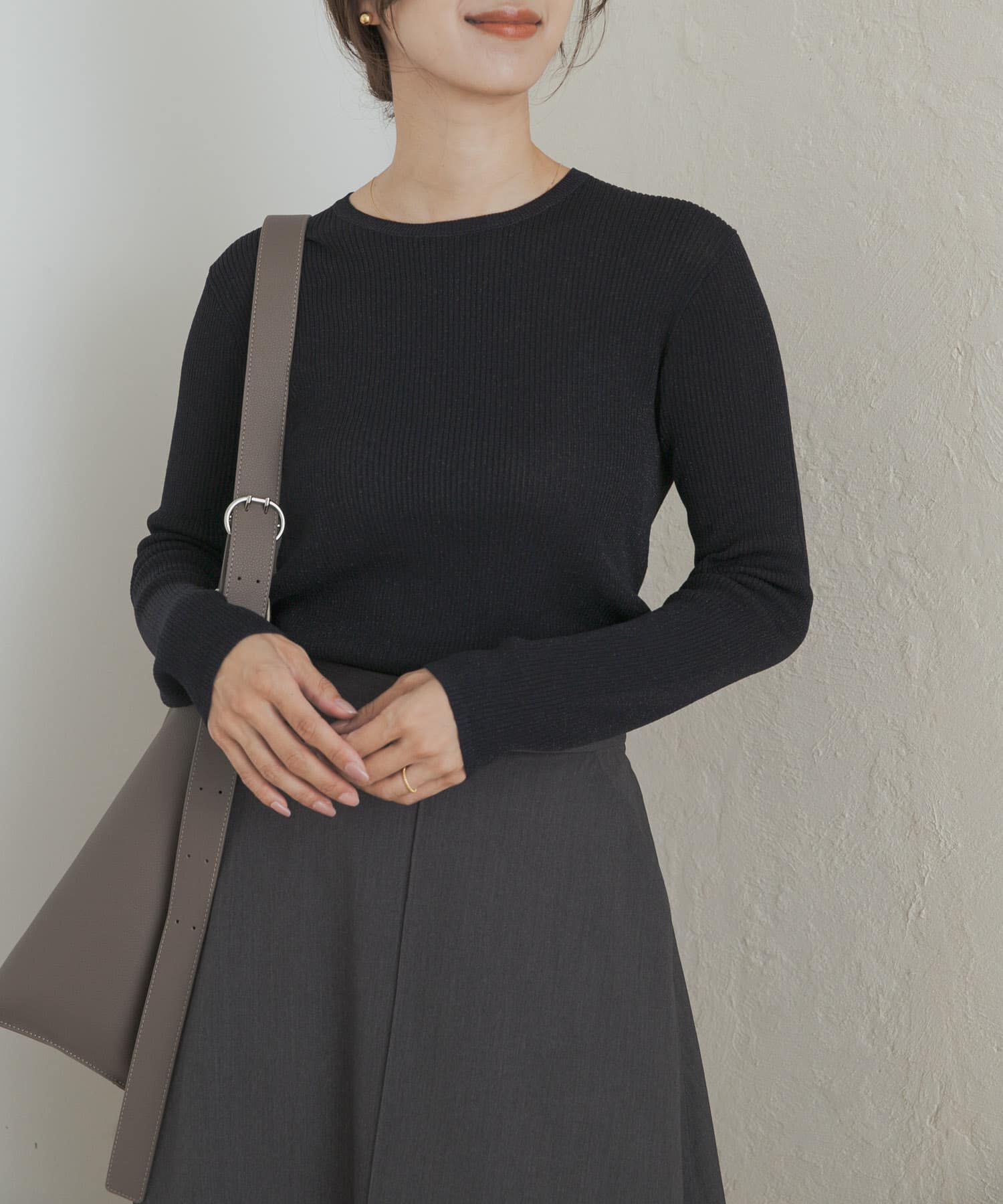 URBAN RESEARCH DOORS「ラメリブプルオーバー」|ニット・セーター|ネイビー