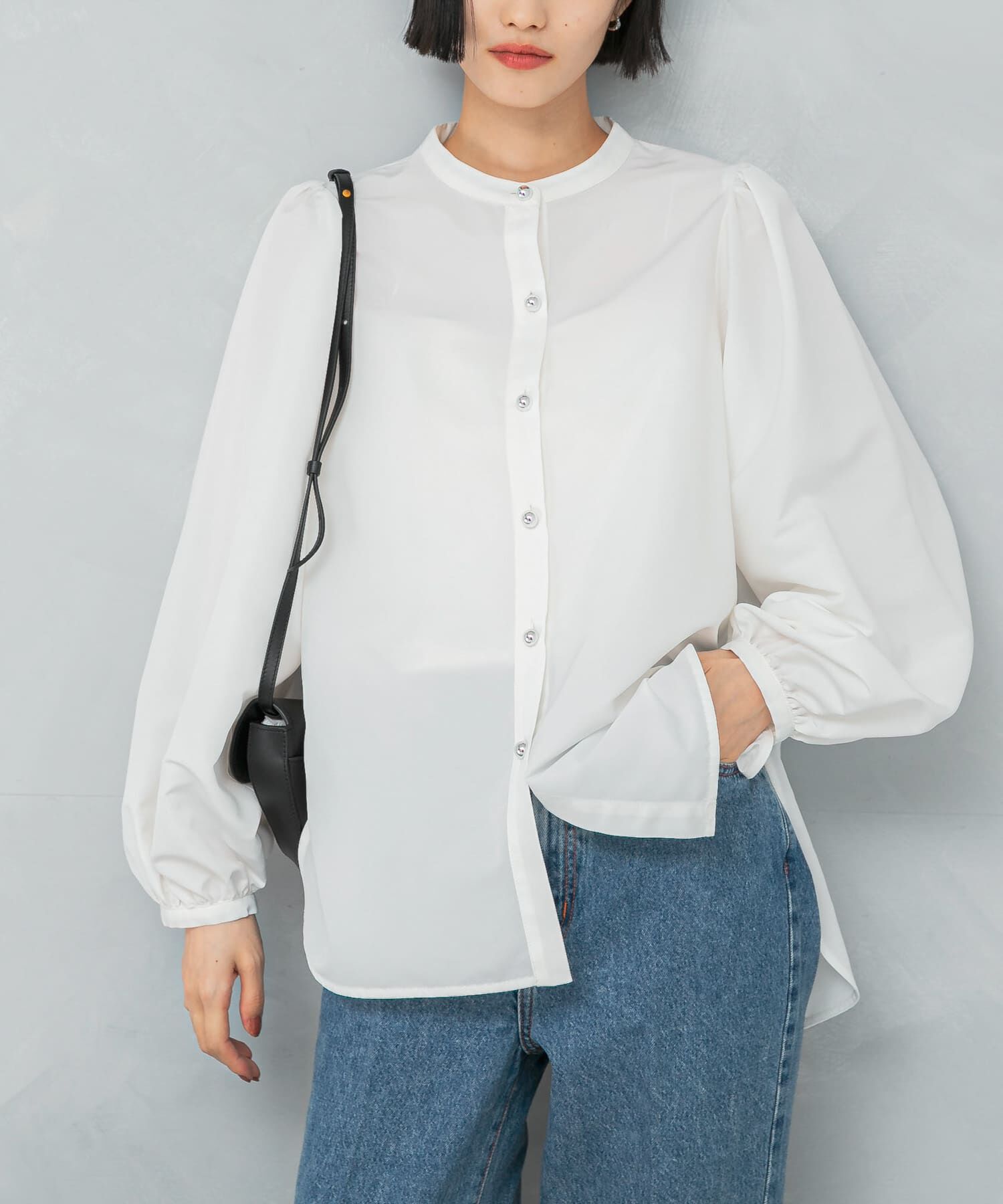 URBAN RESEARCH ROSSO「バンドカラーボリュームシャツブラウス」|シャツ・ブラウス|