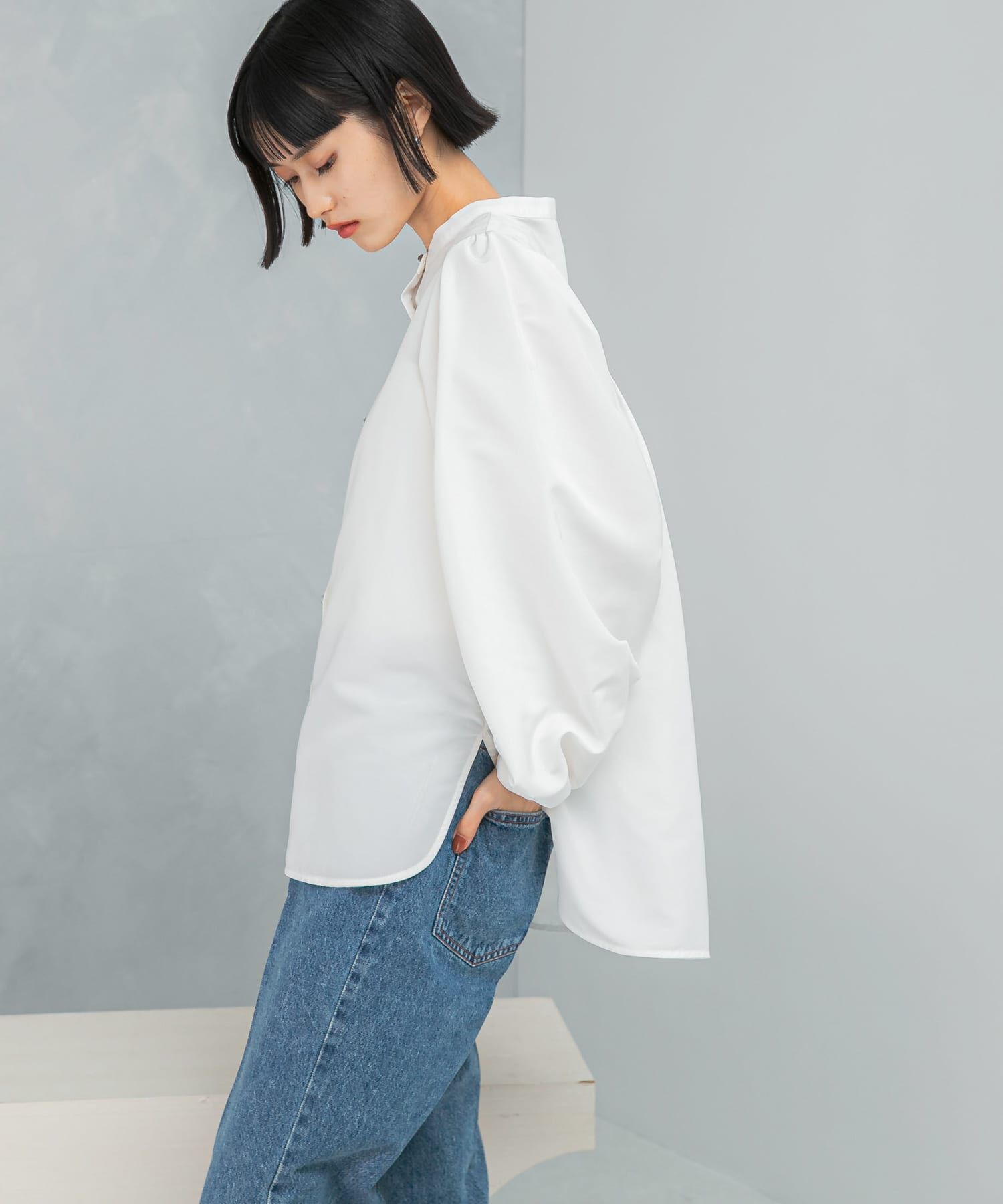 URBAN RESEARCH ROSSO「バンドカラーボリュームシャツブラウス」|シャツ・ブラウス|