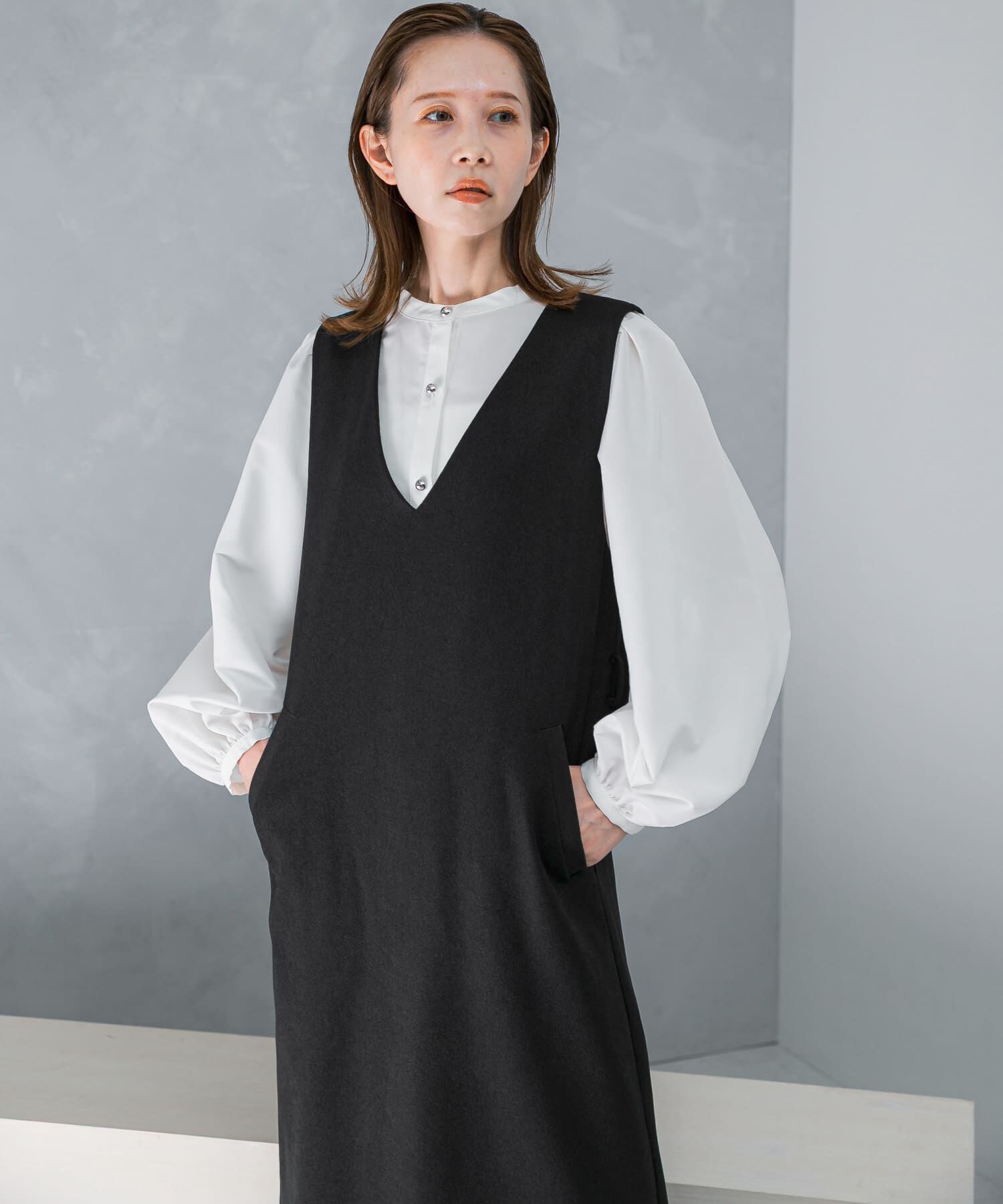 URBAN RESEARCH ROSSO「バンドカラーボリュームシャツブラウス」|シャツ・ブラウス|