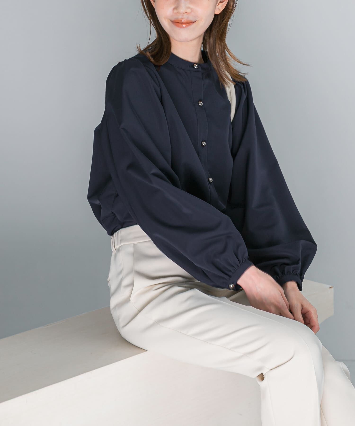 URBAN RESEARCH ROSSO「バンドカラーボリュームシャツブラウス」|シャツ・ブラウス|