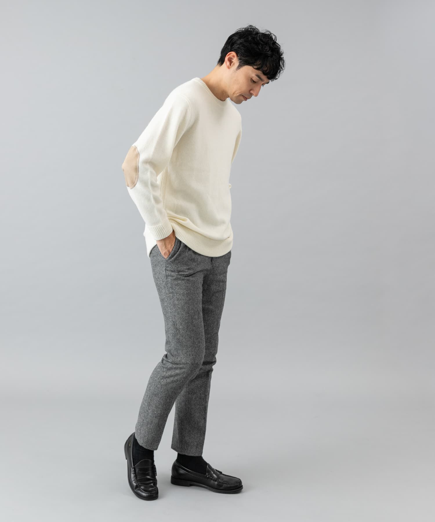 URBAN RESEARCH ROSSO「『XLサイズあり』ハミルトンラムズウールエルボーパッチニット」|ニット・セーター|