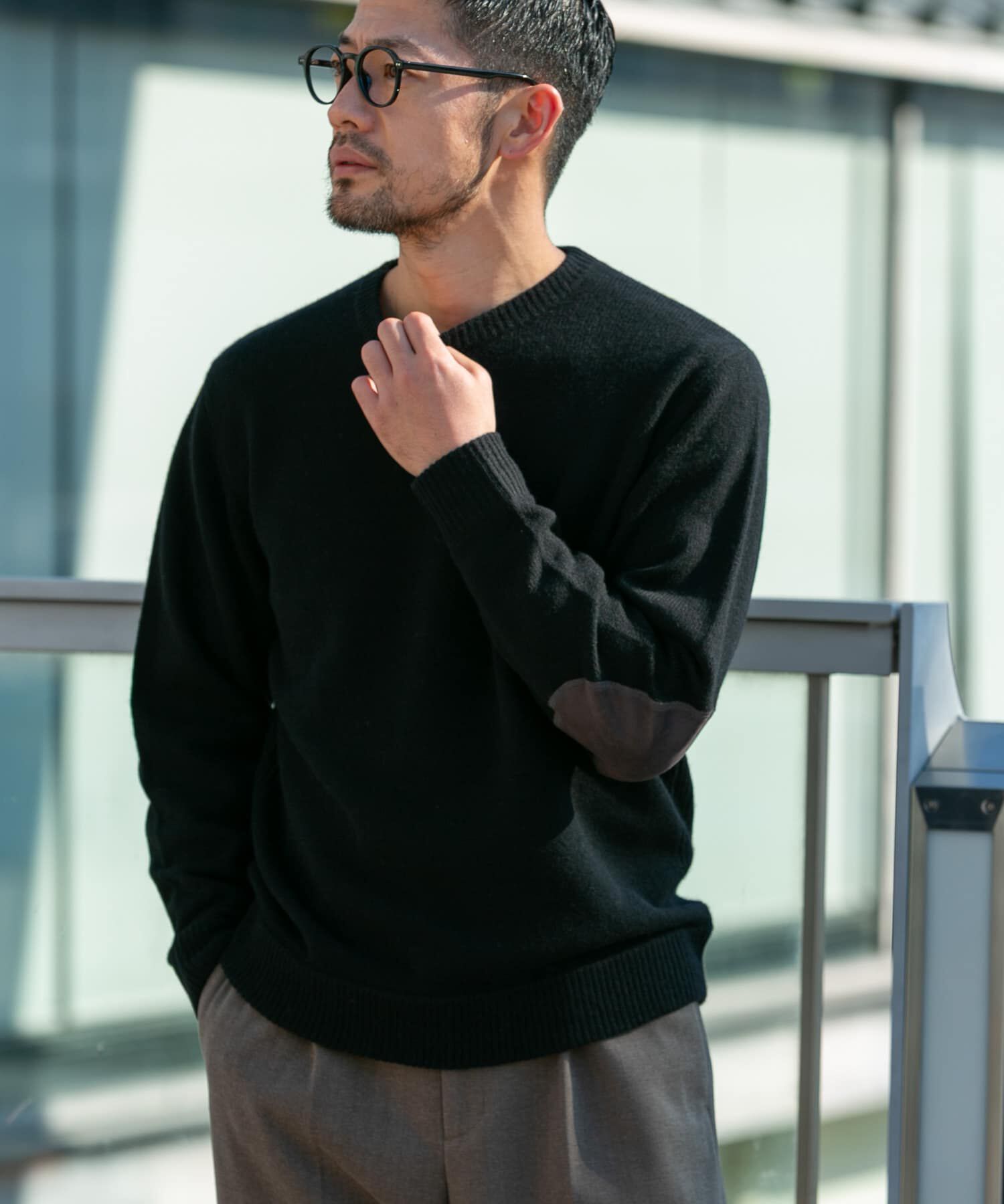 URBAN RESEARCH ROSSO「『XLサイズあり』ハミルトンラムズウールエルボーパッチニット」|ニット・セーター|