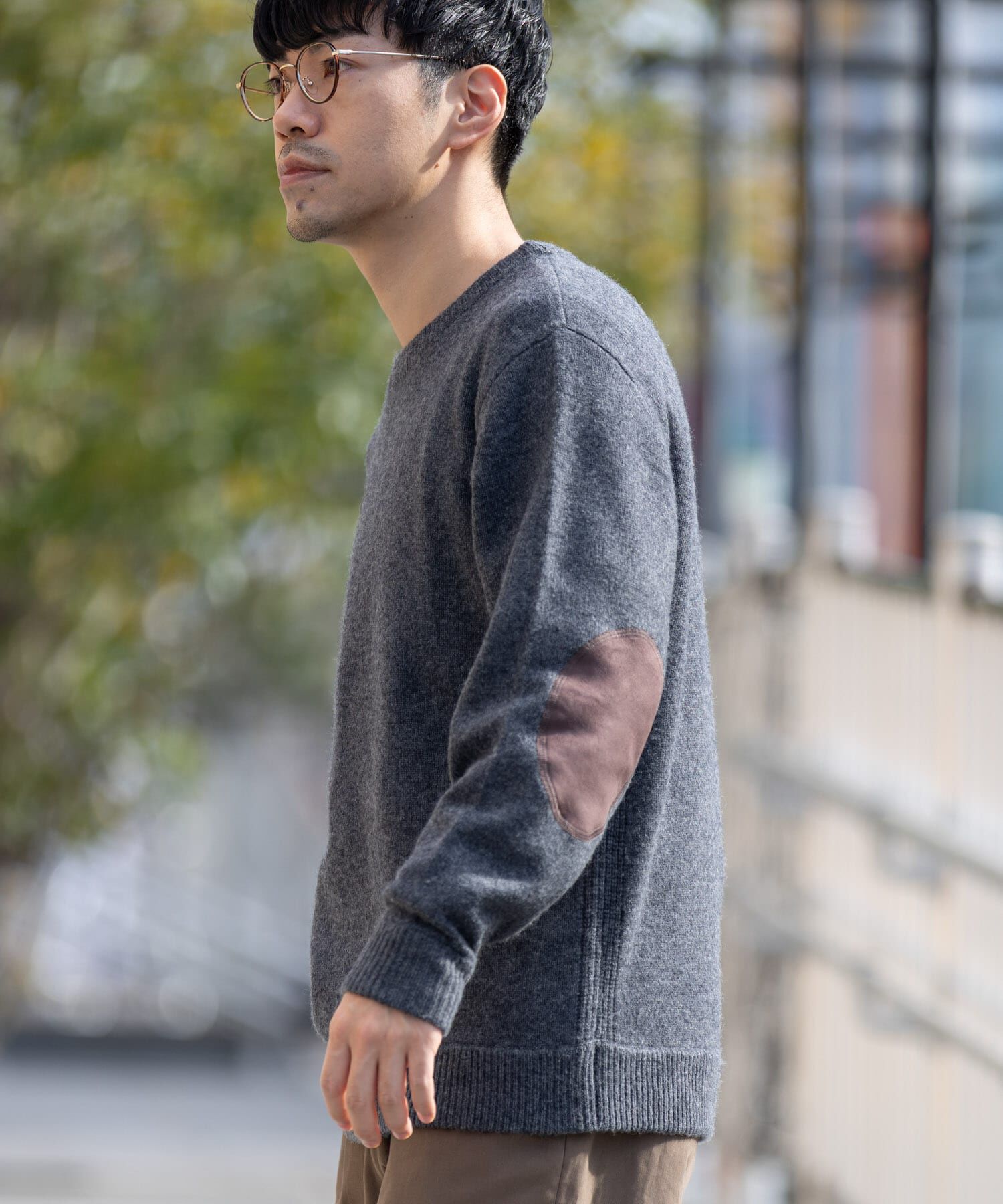 URBAN RESEARCH ROSSO「『XLサイズあり』ハミルトンラムズウールエルボーパッチニット」|ニット・セーター|