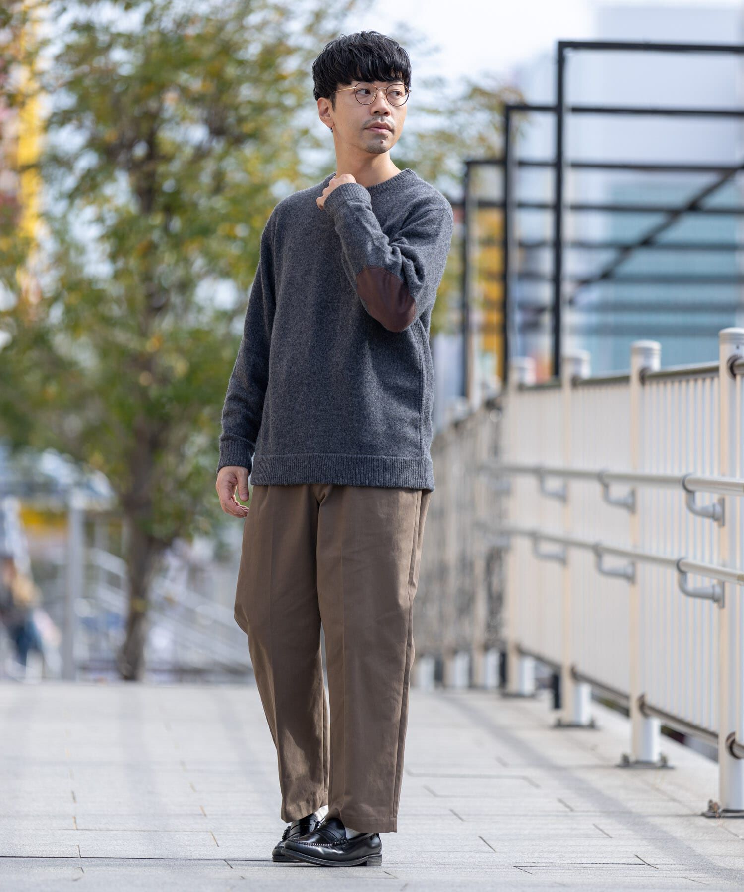 URBAN RESEARCH ROSSO「『XLサイズあり』ハミルトンラムズウールエルボーパッチニット」|ニット・セーター|