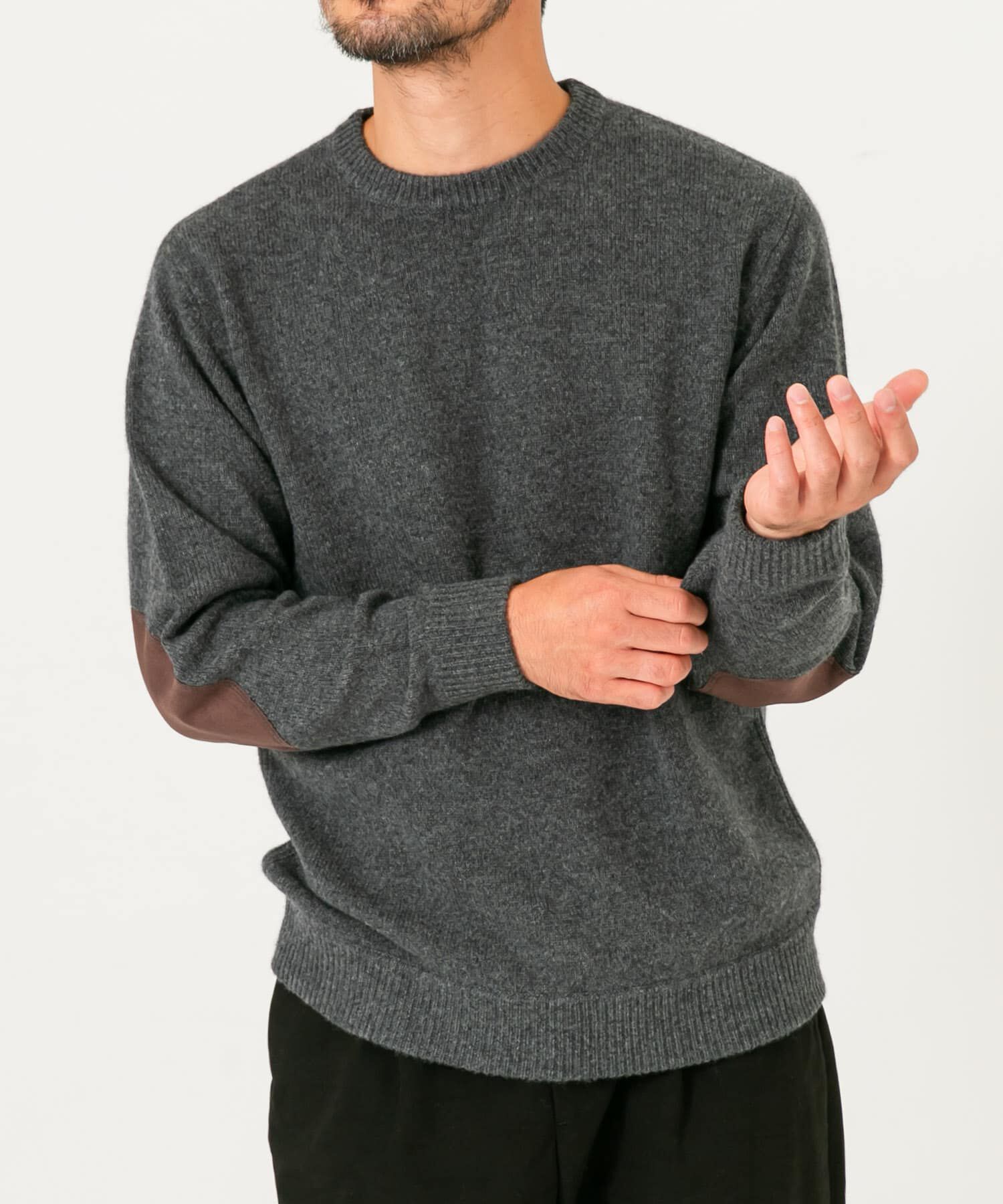 URBAN RESEARCH ROSSO「『XLサイズあり』ハミルトンラムズウールエルボーパッチニット」|ニット・セーター|