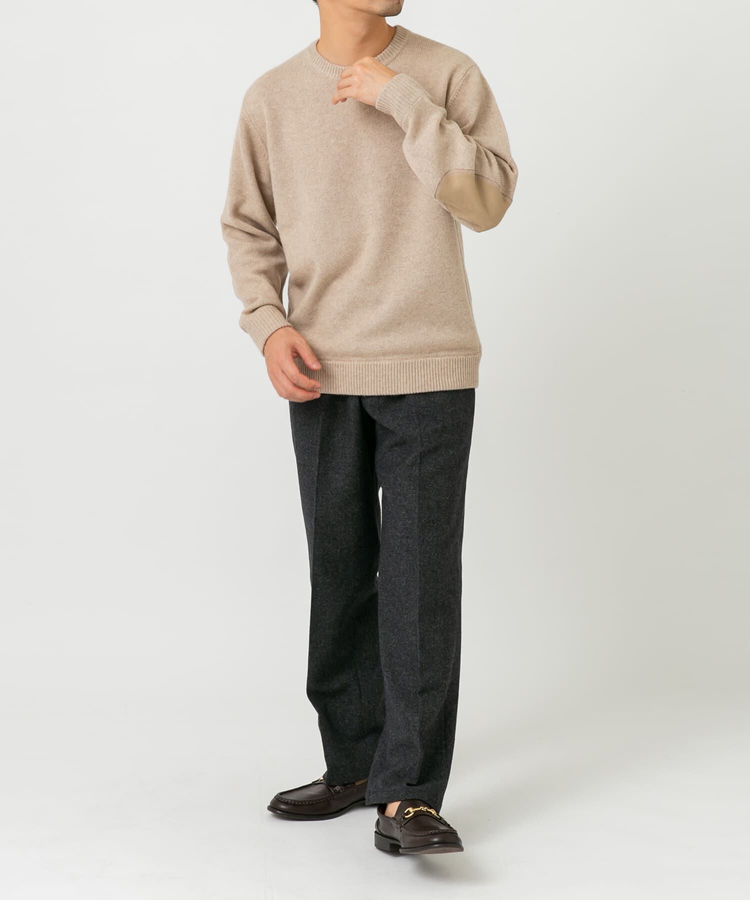 URBAN RESEARCH ROSSO「『XLサイズあり』ハミルトンラムズウールエルボーパッチニット」|ニット・セーター|