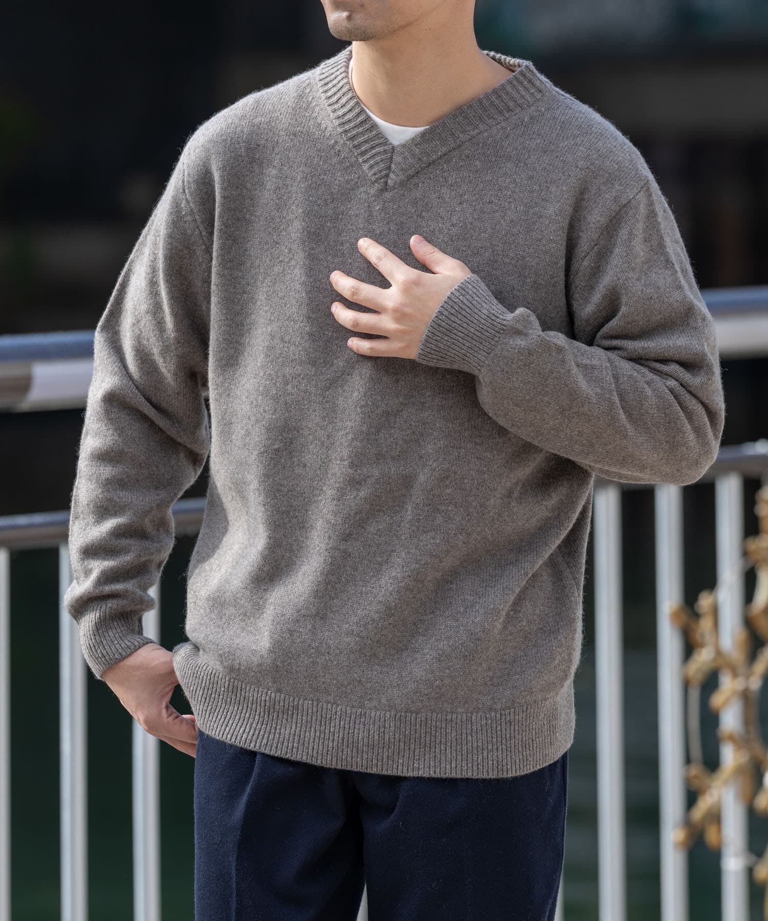 URBAN RESEARCH ROSSO「『XLサイズあり』ハミルトンラムズウールVネックニット」|ニット・セーター|