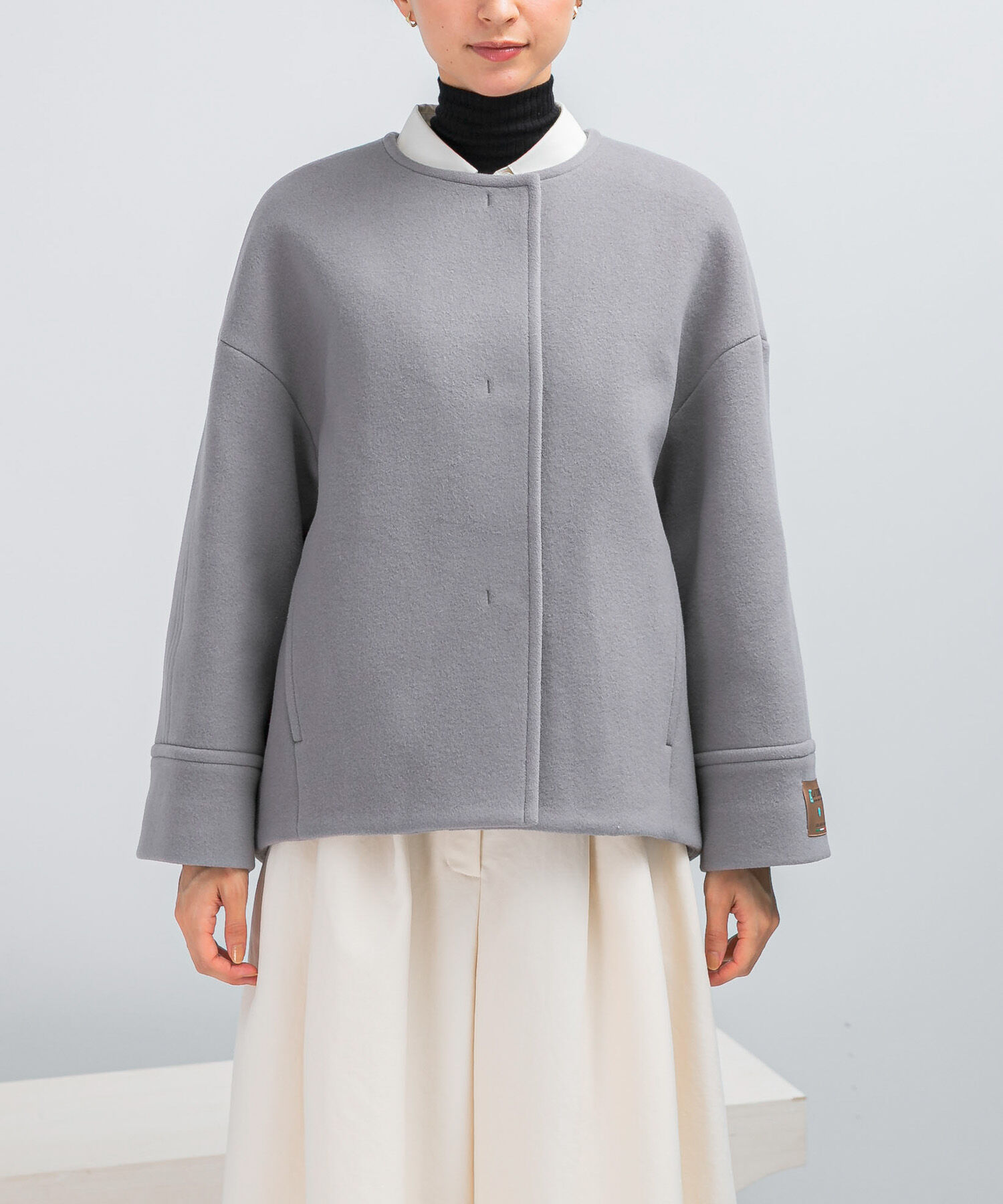 URBAN RESEARCH ROSSO「LA TORREショートノーカラーコート」|ノーカラーコート|