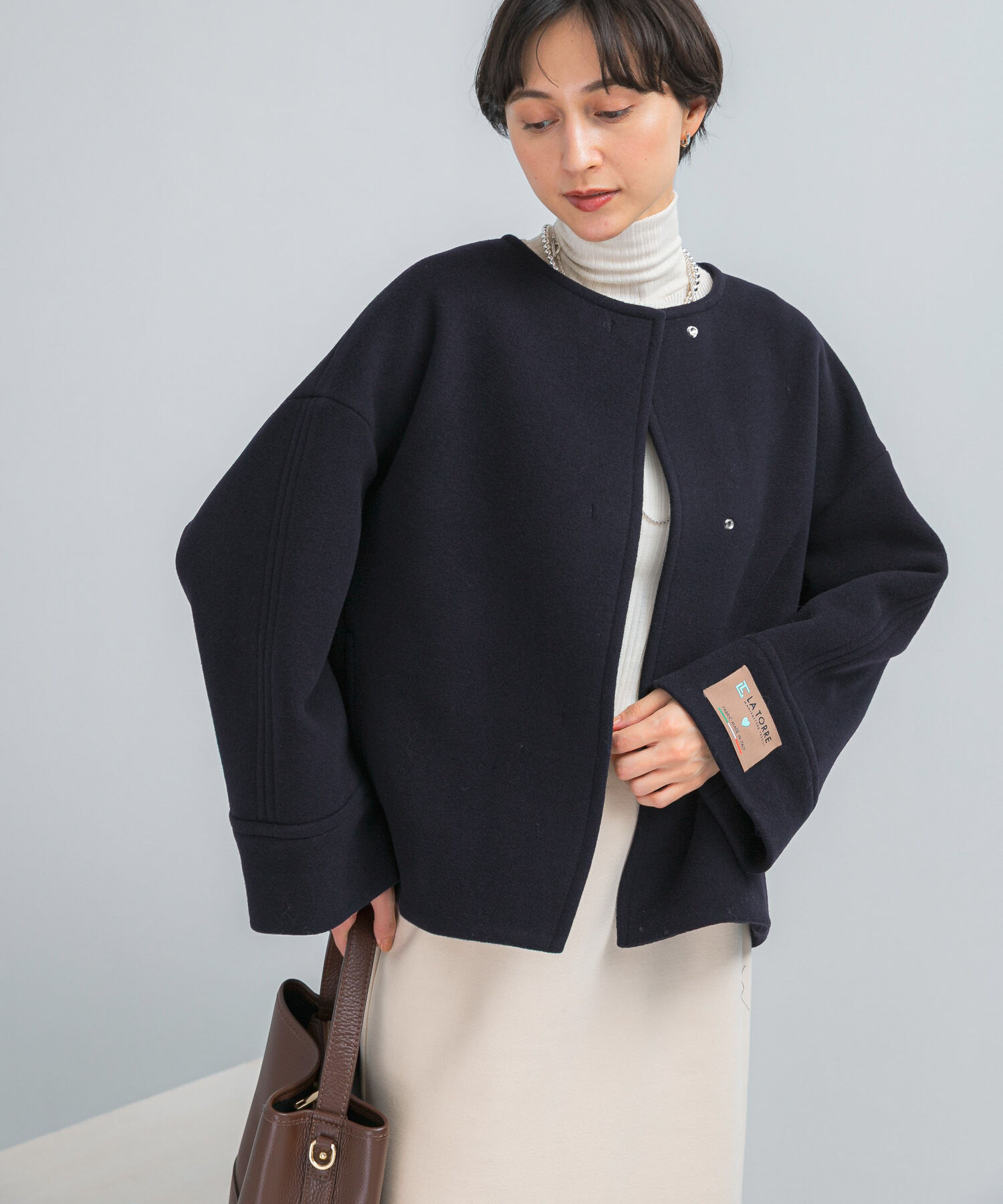 URBAN RESEARCH ROSSO「LA TORREショートノーカラーコート」|ノーカラーコート|