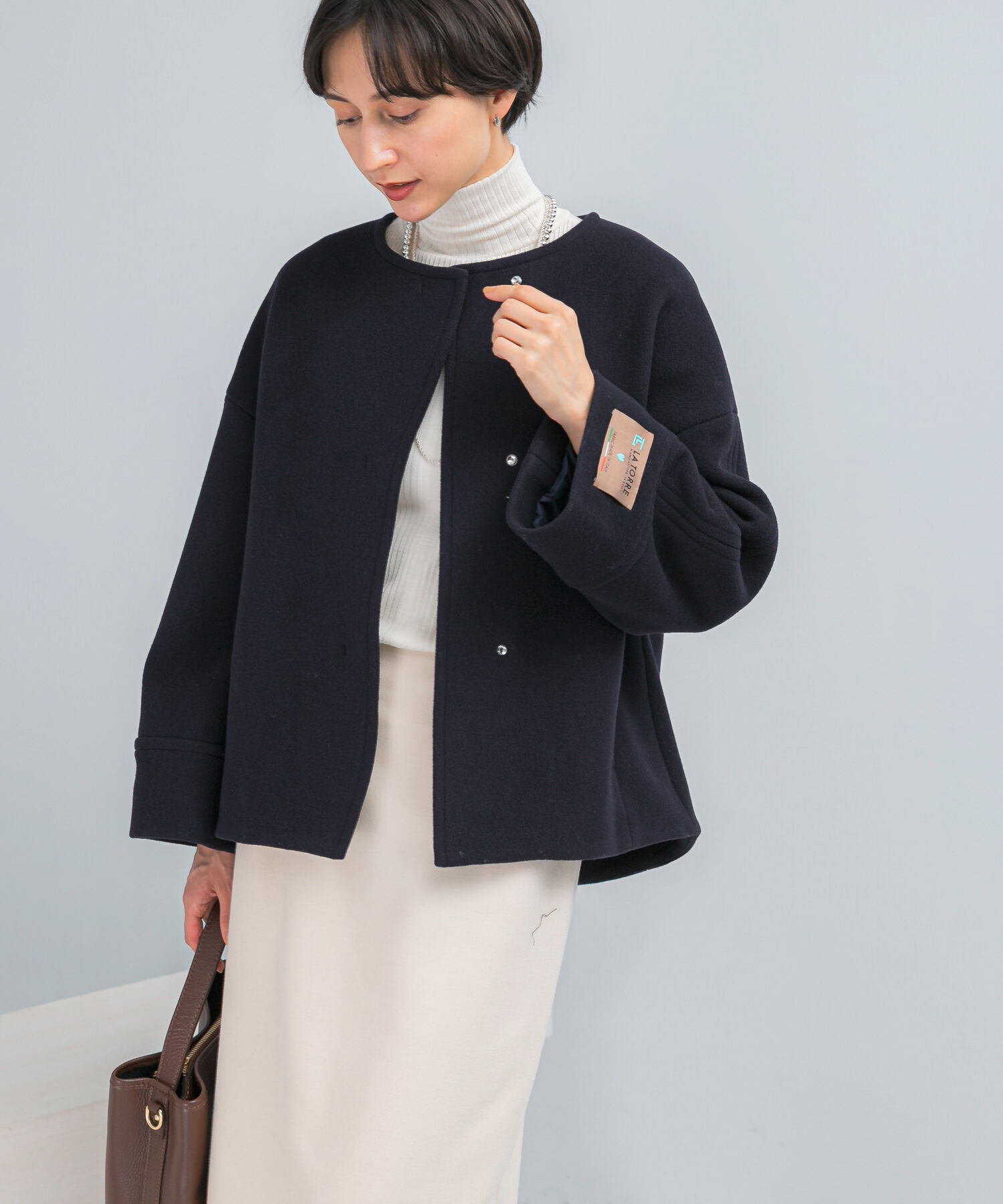 URBAN RESEARCH ROSSO「LA TORREショートノーカラーコート」|ノーカラーコート|