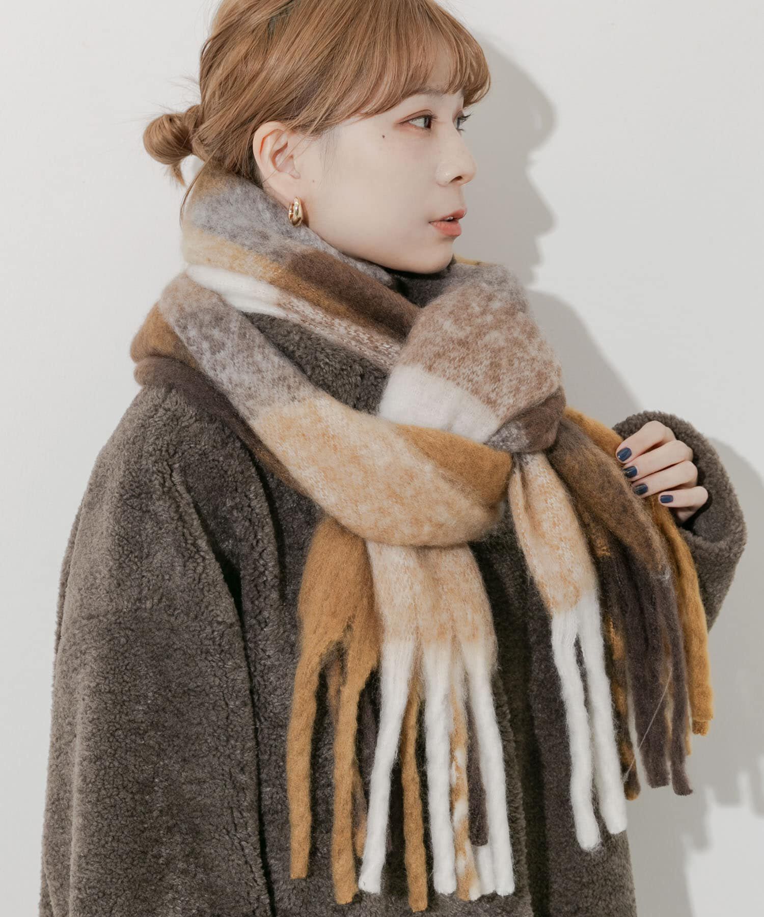 SMELLY「ボリュームチェックマフラー」|マフラー|