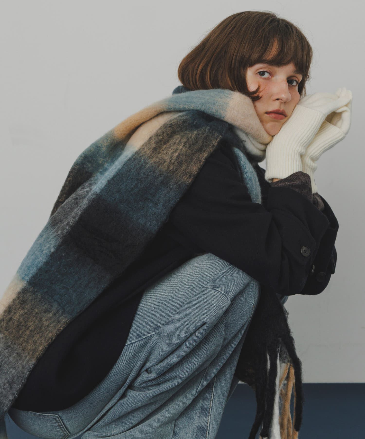 SMELLY「ボリュームチェックマフラー」|マフラー|