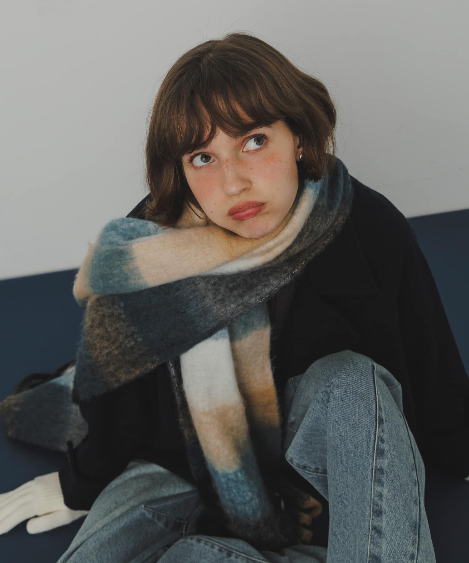 SMELLY「ボリュームチェックマフラー」|マフラー|