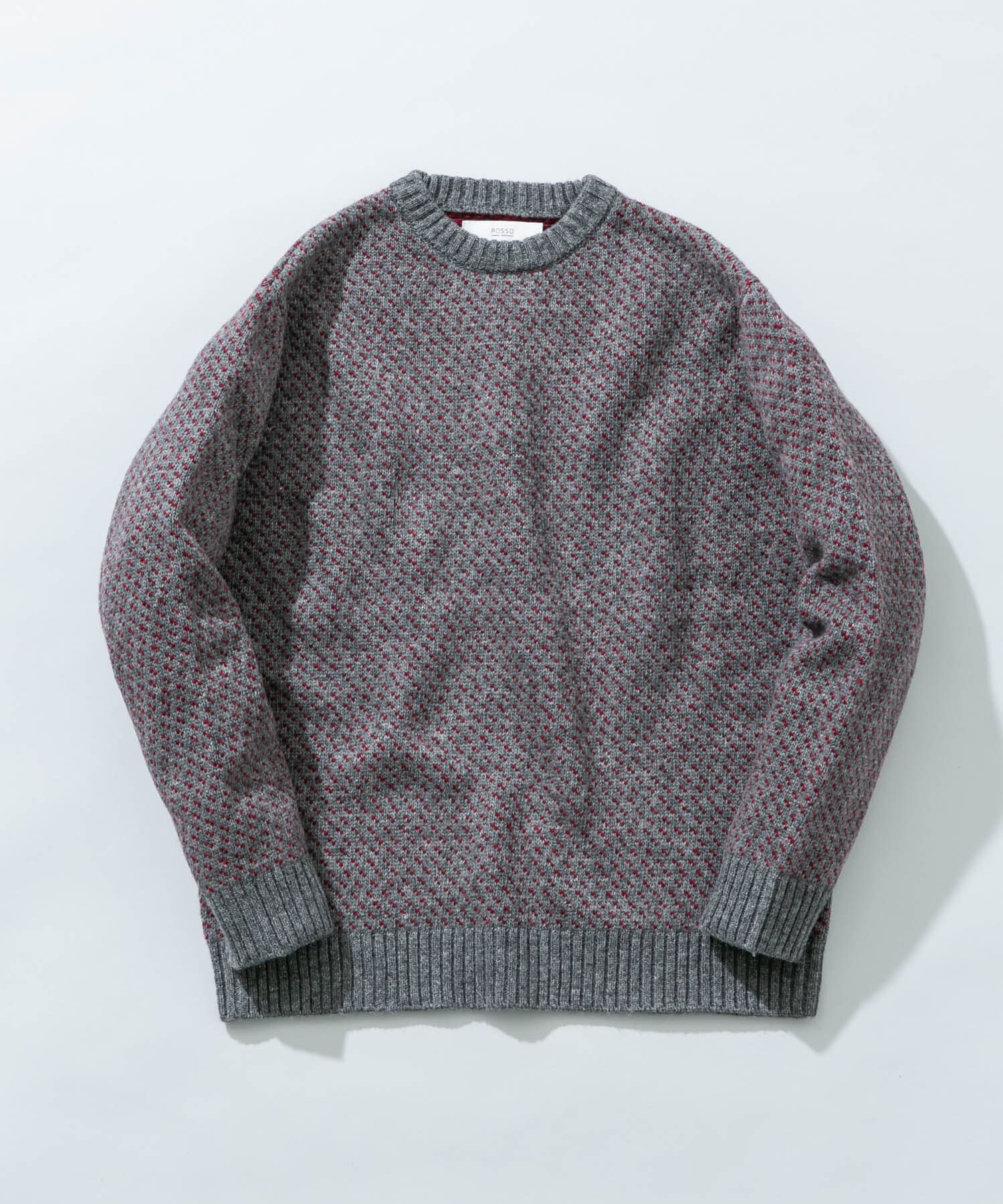 URBAN RESEARCH ROSSO「『XLサイズあり』バーズアイ柄クルーネックニット」|ニット・セーター|グレー