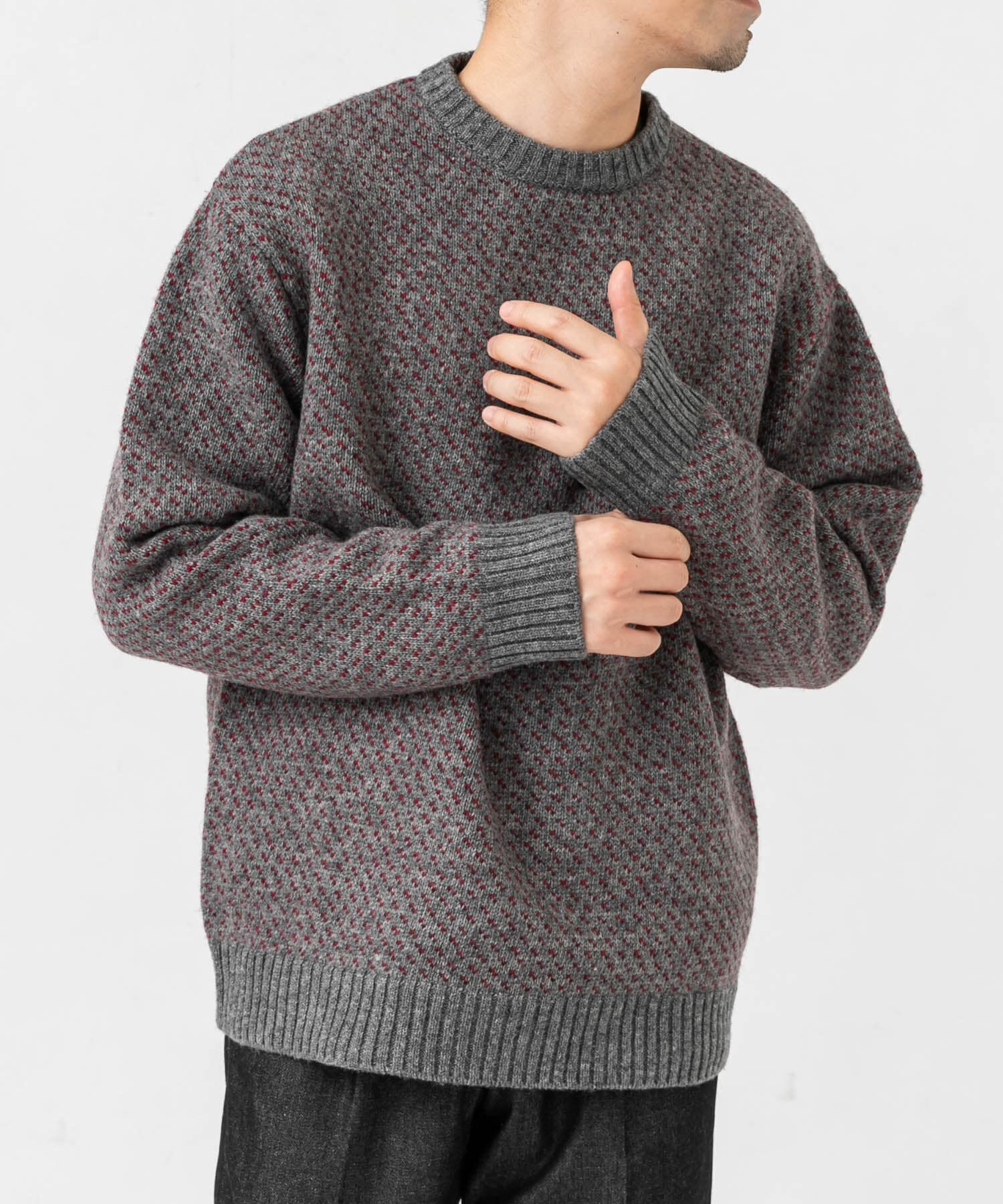 URBAN RESEARCH ROSSO「『XLサイズあり』バーズアイ柄クルーネックニット」|ニット・セーター|