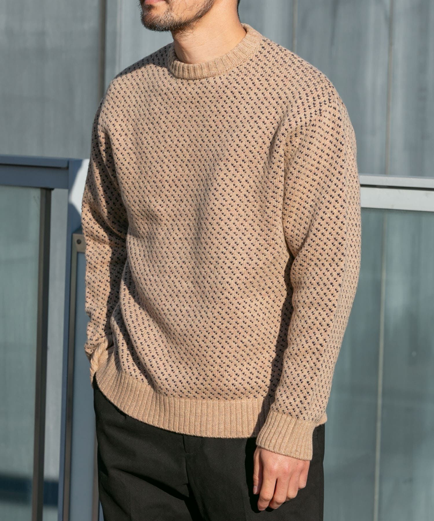 URBAN RESEARCH ROSSO「『XLサイズあり』バーズアイ柄クルーネックニット」|ニット・セーター|