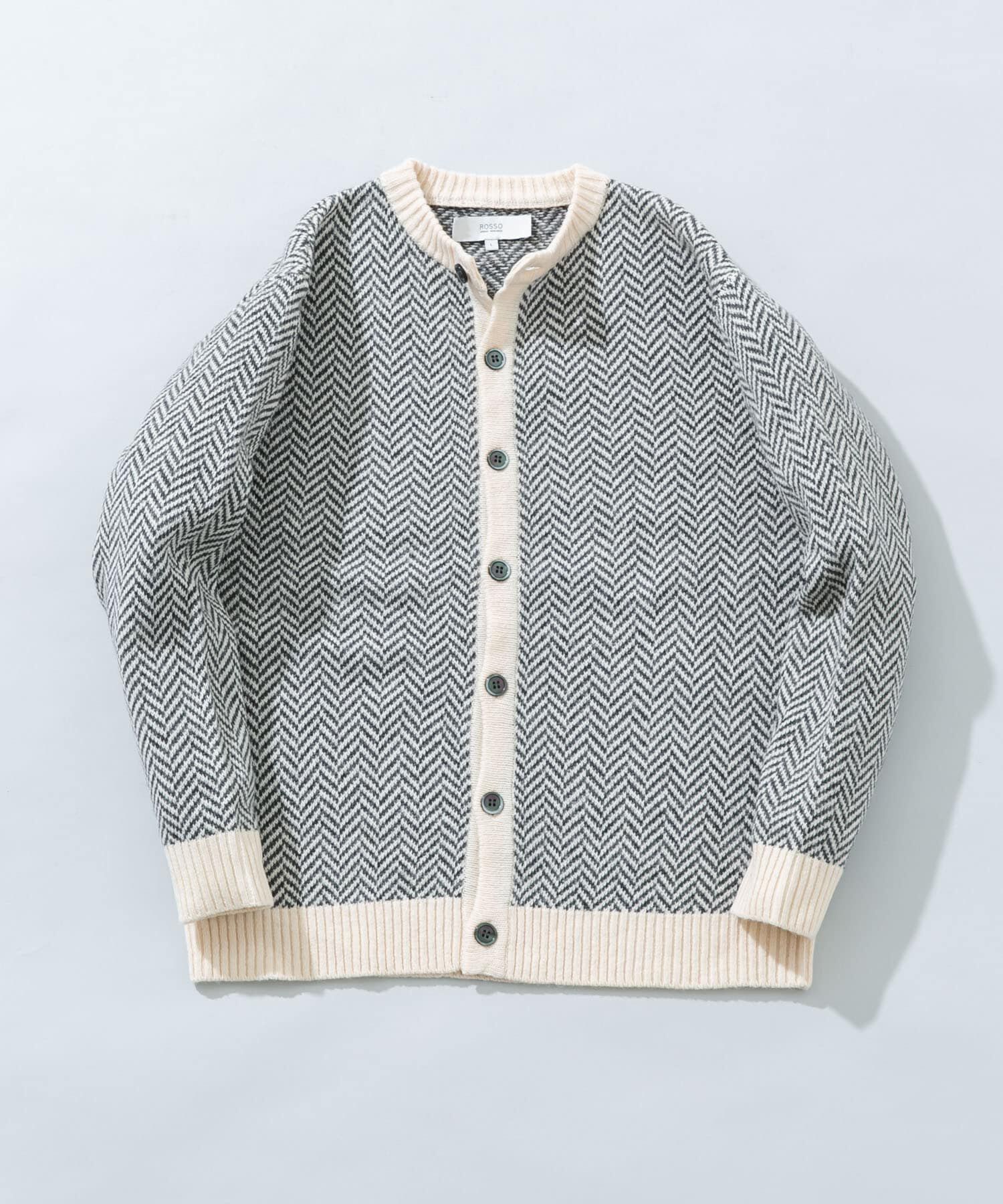 URBAN RESEARCH ROSSO「『XLサイズあり』ヘリンボーン柄クルーニットカーディガン」|カーディガン|