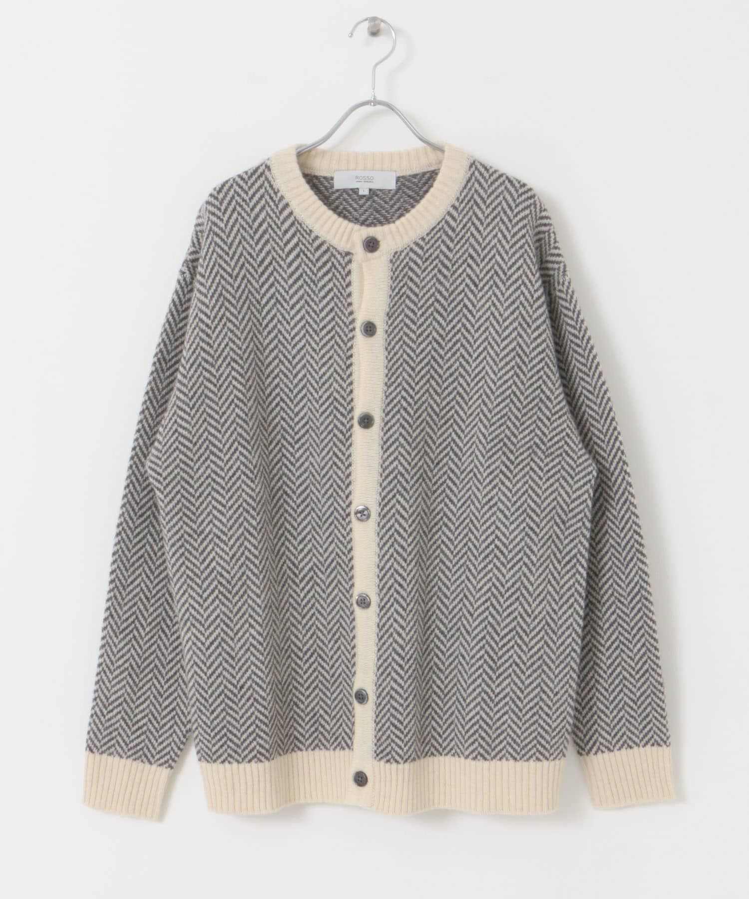 URBAN RESEARCH ROSSO「『XLサイズあり』ヘリンボーン柄クルーニットカーディガン」|カーディガン|
