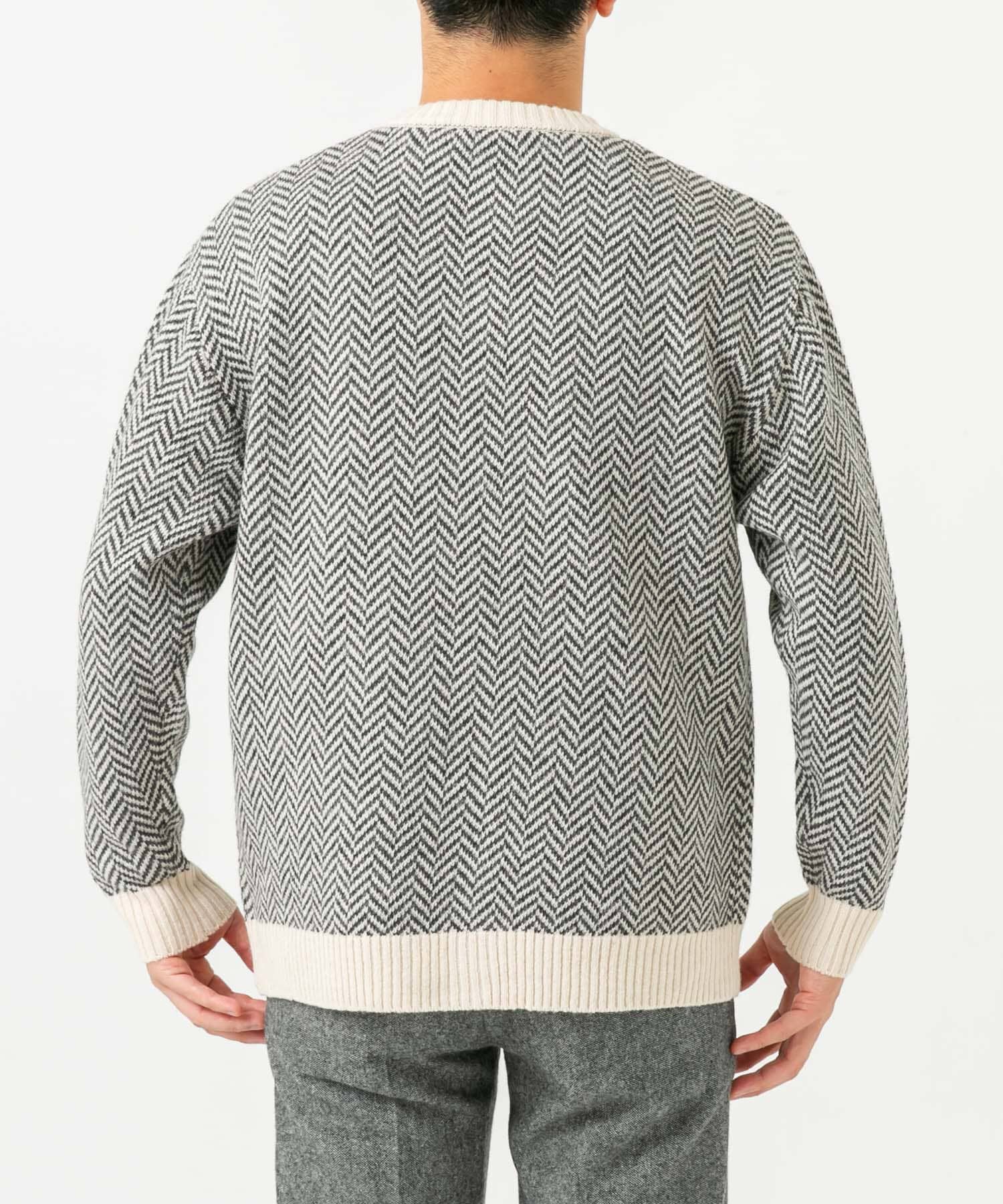 URBAN RESEARCH ROSSO「『XLサイズあり』ヘリンボーン柄クルーニットカーディガン」|カーディガン|