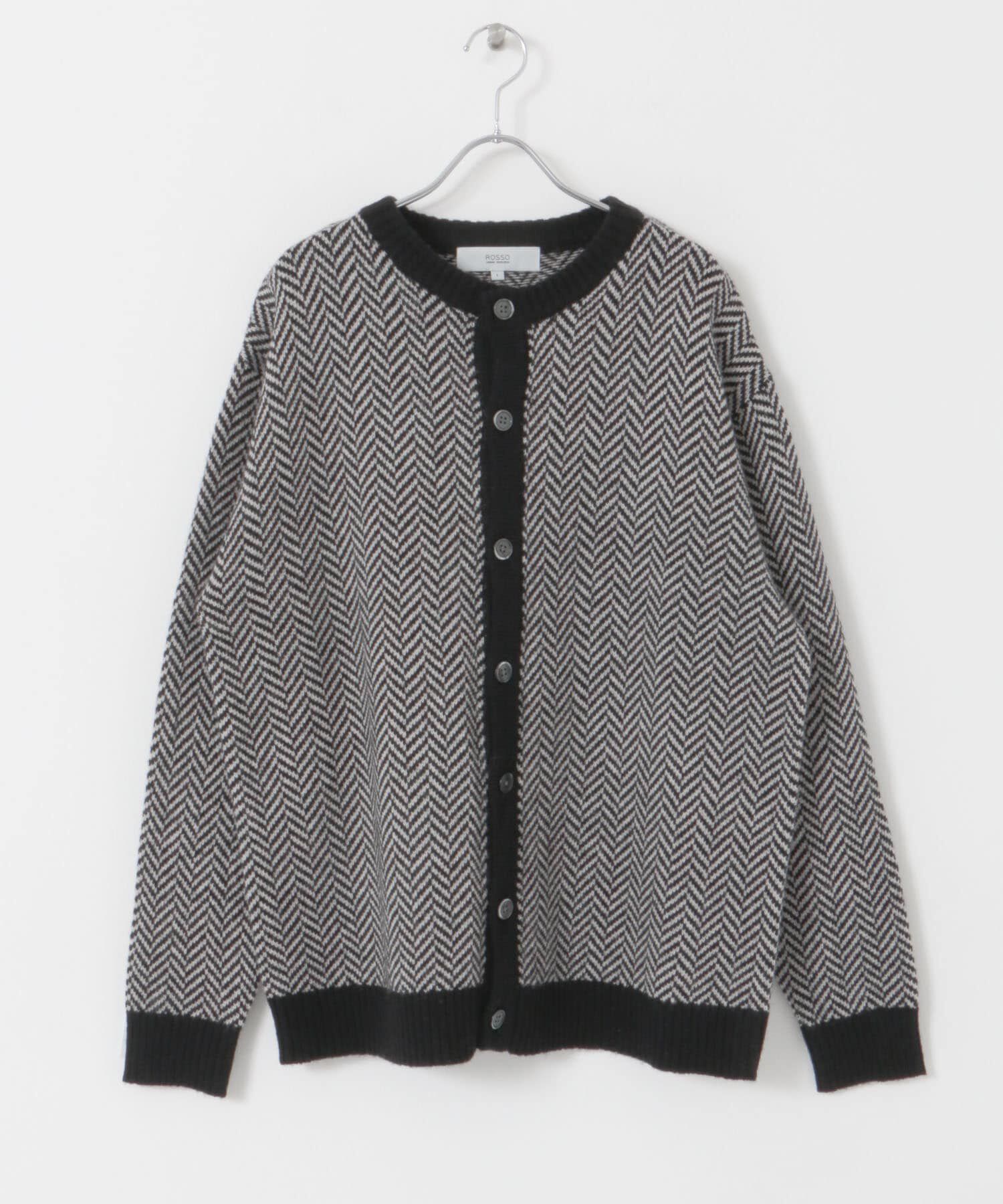 URBAN RESEARCH ROSSO「『XLサイズあり』ヘリンボーン柄クルーニットカーディガン」|カーディガン|