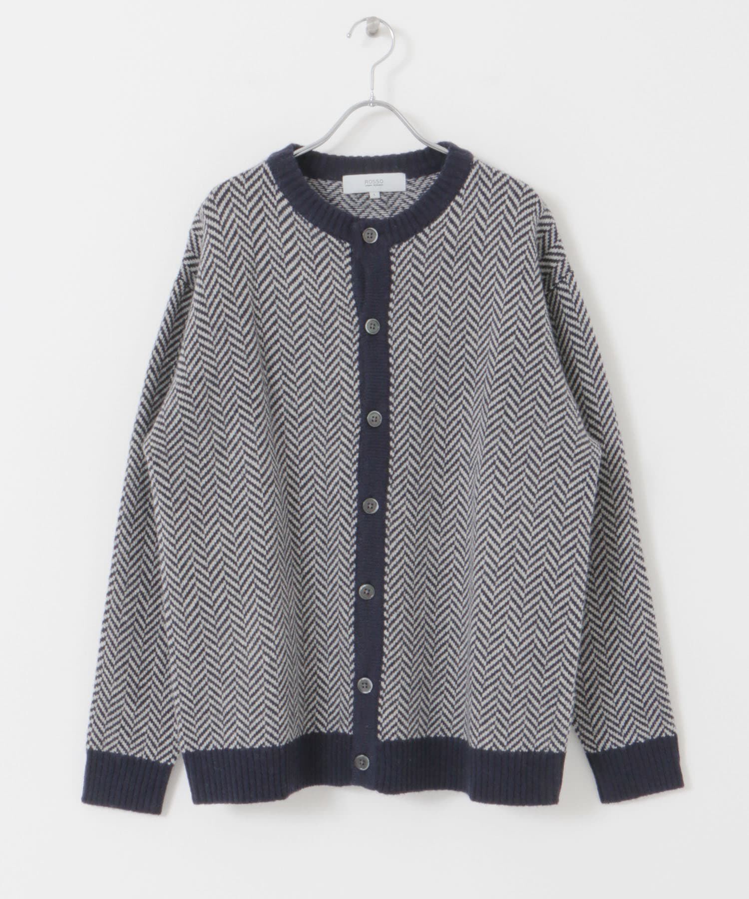 URBAN RESEARCH ROSSO「『XLサイズあり』ヘリンボーン柄クルーニットカーディガン」|カーディガン|