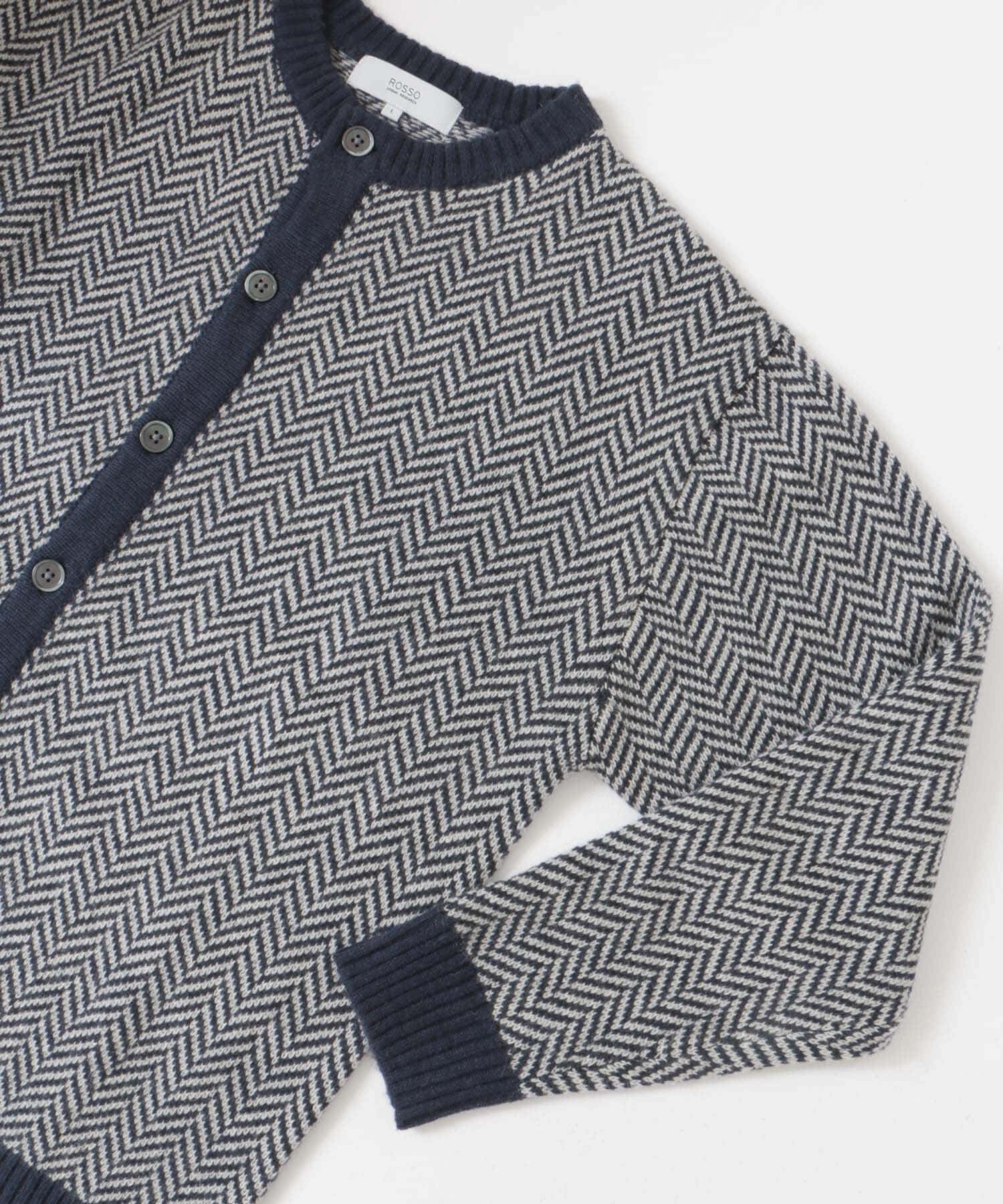 URBAN RESEARCH ROSSO「『XLサイズあり』ヘリンボーン柄クルーニットカーディガン」|カーディガン|