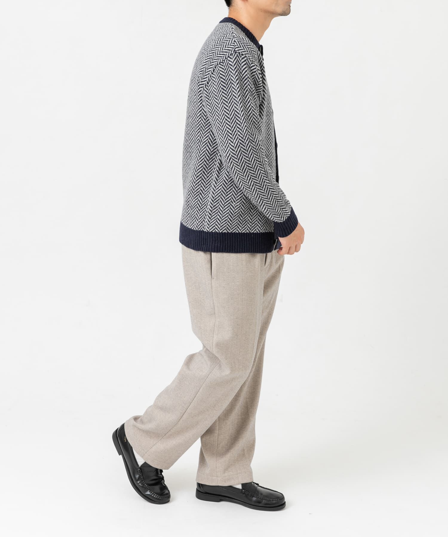 URBAN RESEARCH ROSSO「『XLサイズあり』ヘリンボーン柄クルーニットカーディガン」|カーディガン|